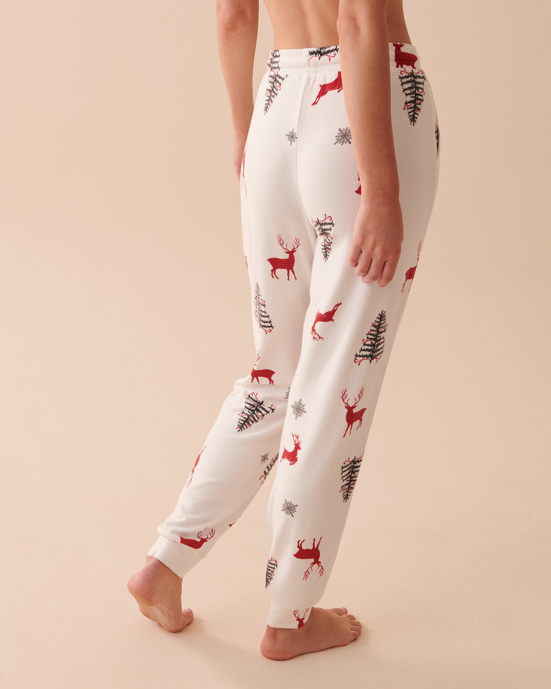 LA VIE EN ROSE Recycled Fibers Fitted Pajama Pants Deer Forest 40200491 - View2