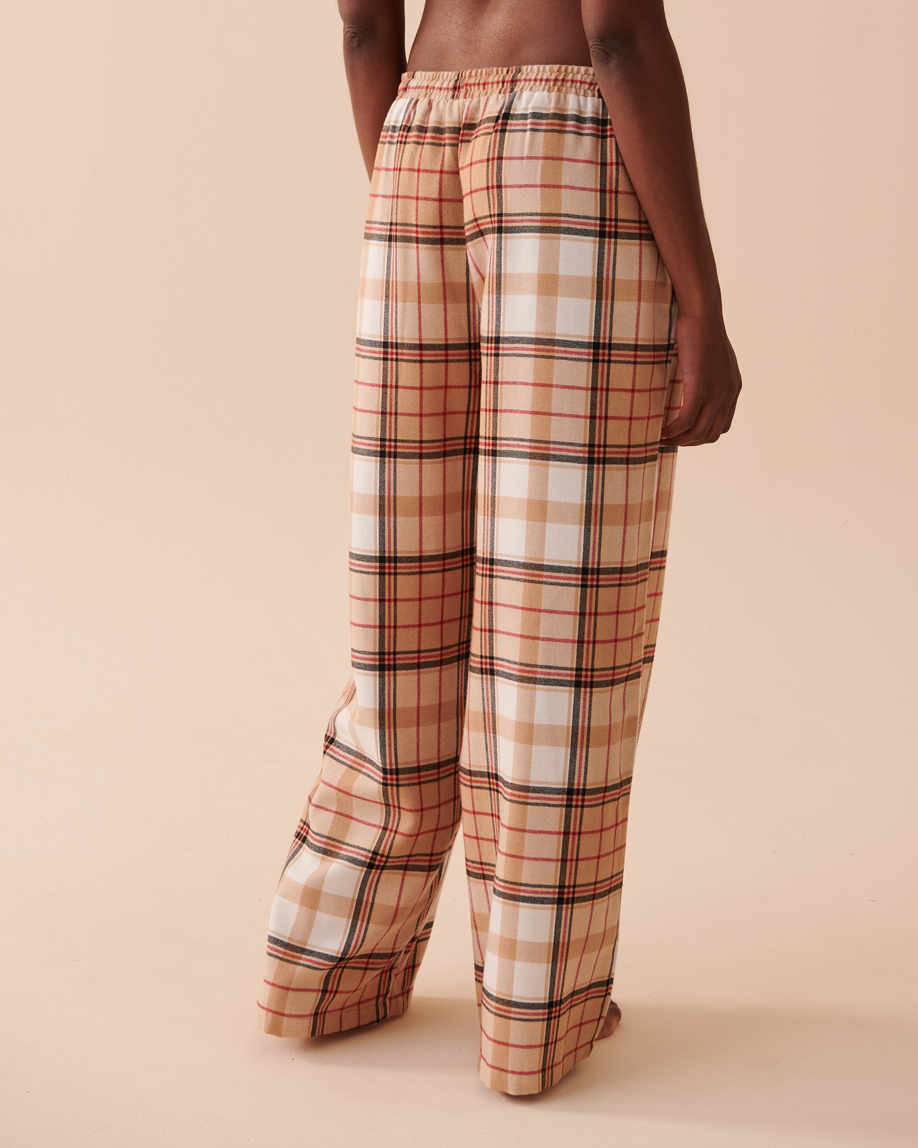 LA VIE EN ROSE Plaid Wide Leg Pajama Pants Caramel Plaid 40200494 - View4