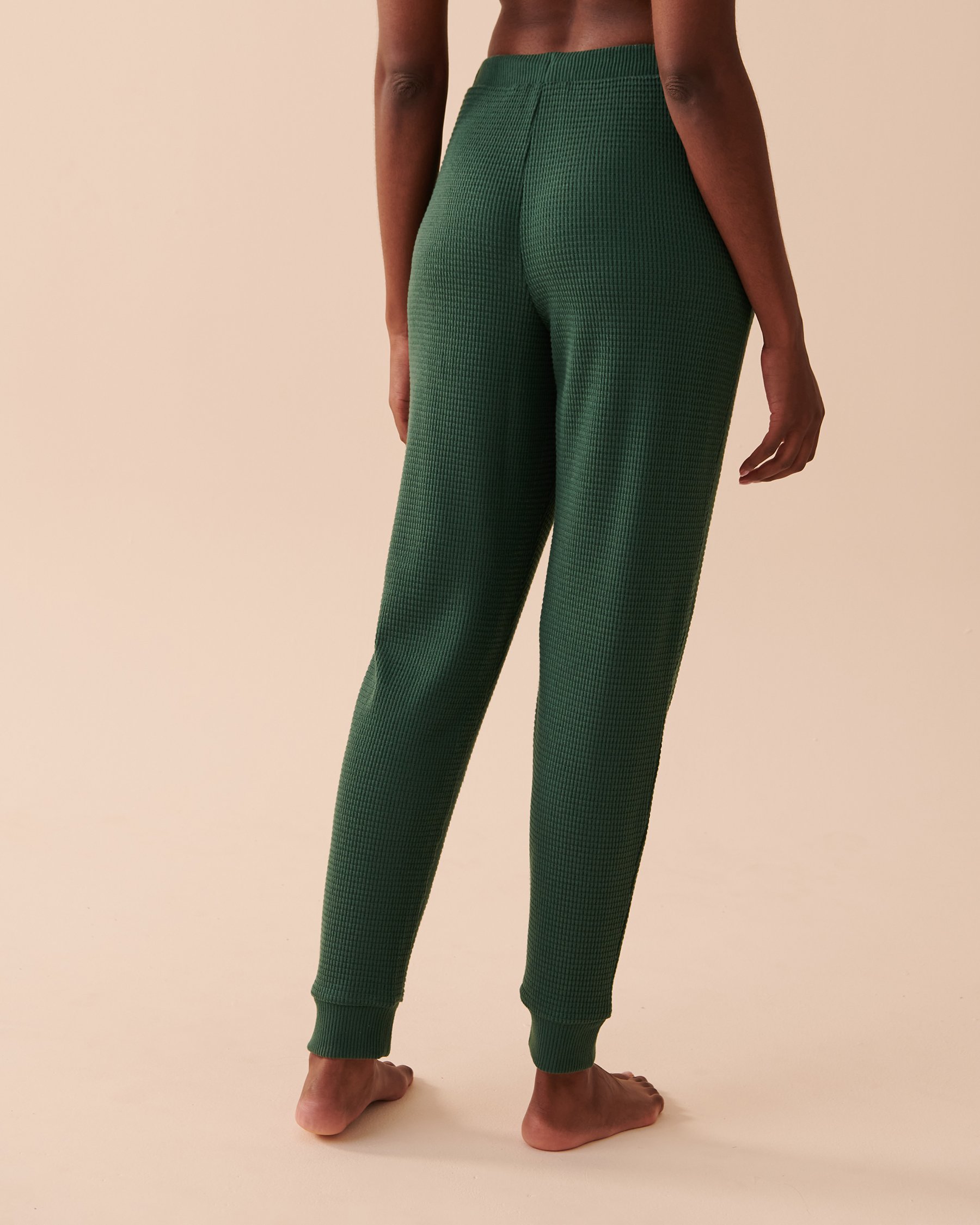 LA VIE EN ROSE Waffle Knit Jogger Pants Pine Green 40200507 - View2