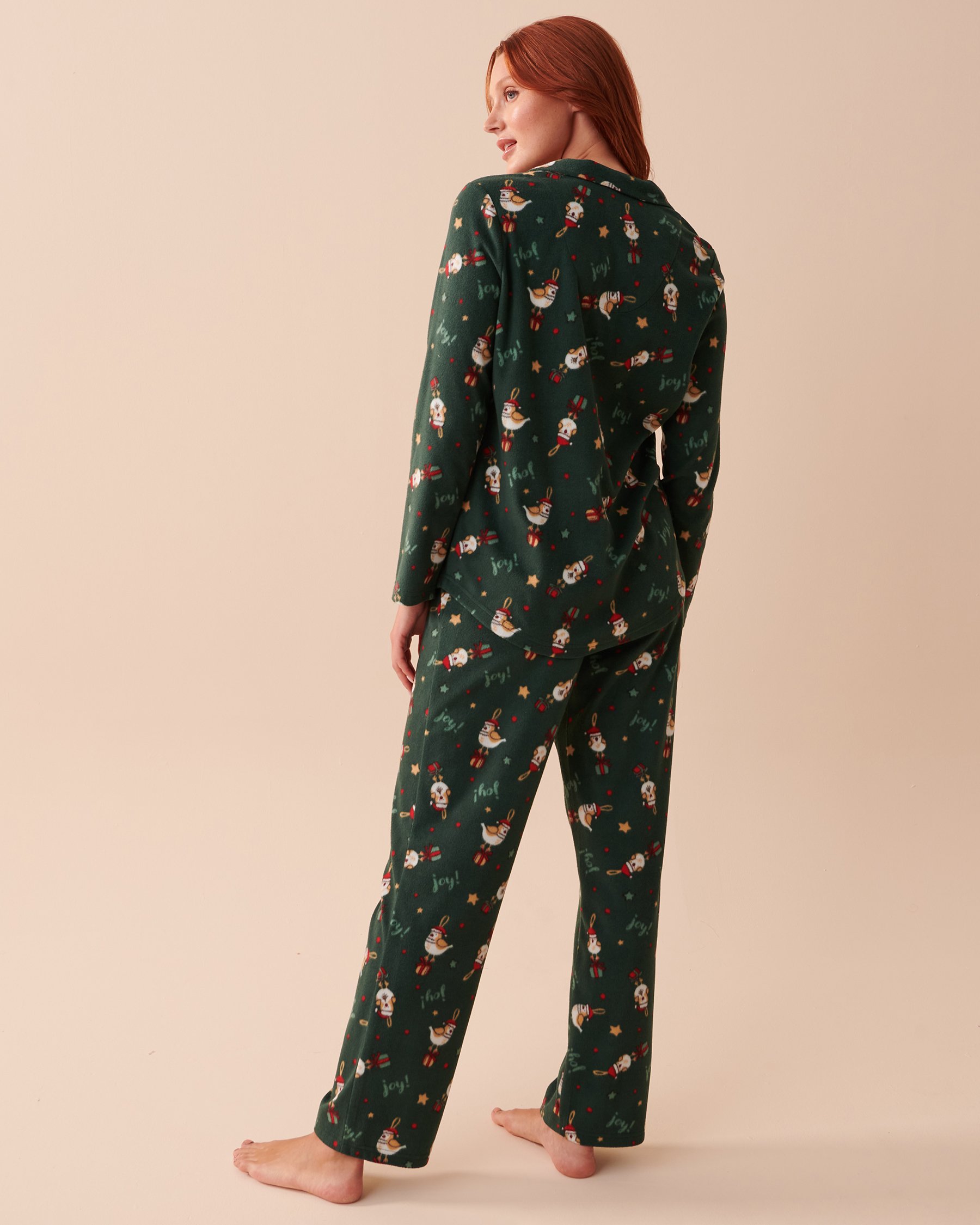LA VIE EN ROSE Ensemble pyjama en micropolaire imprimé animal Oiseaux des fêtes 40400054 - Voir2