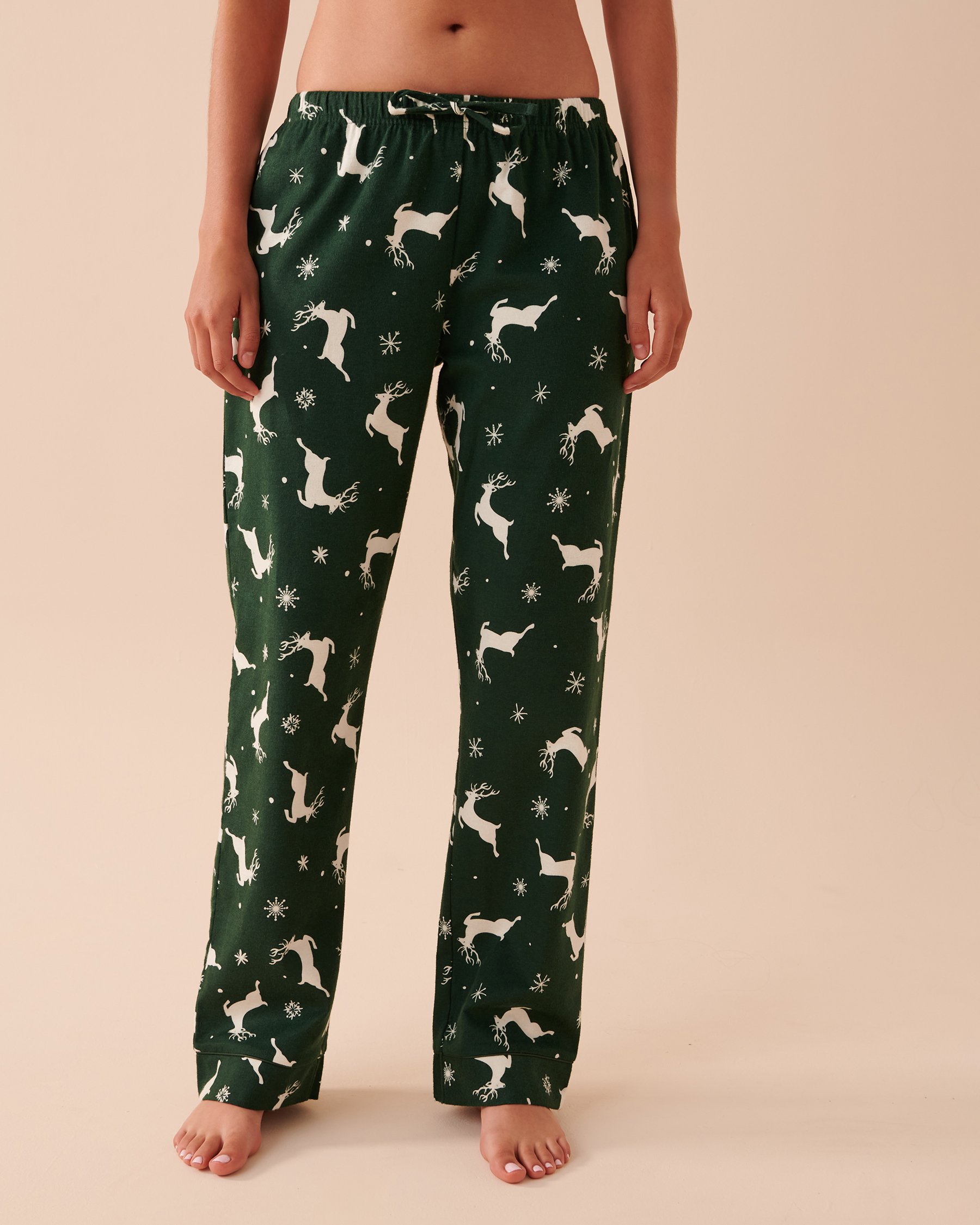 LA VIE EN ROSE Ensemble pyjama en flanelle imprimé animal Cerfs verts 40400055 - Voir4