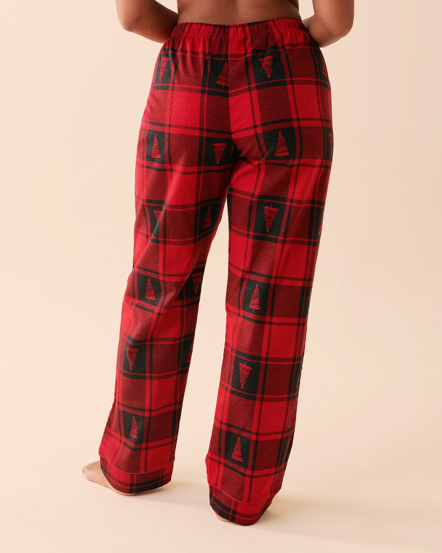 LA VIE EN ROSE Plaid Flannel PJ Set Red Fir Plaid 40400055 - View4