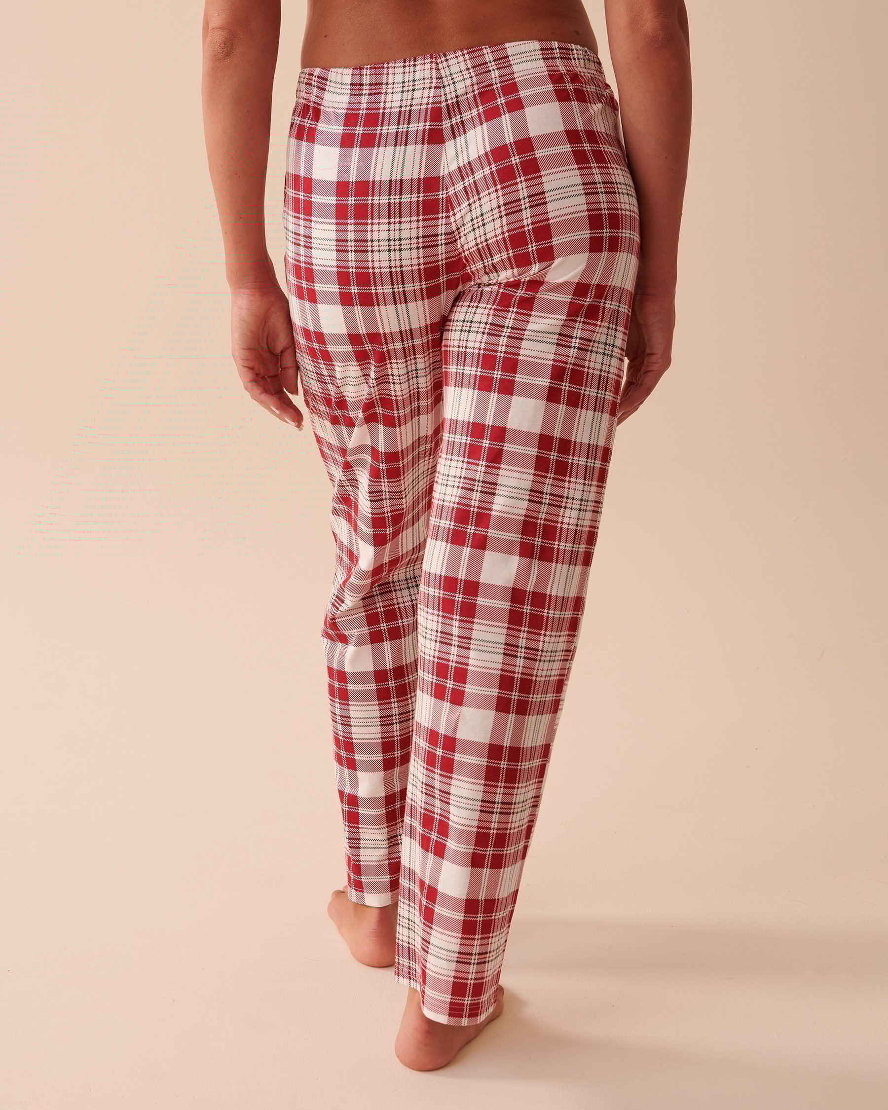 LA VIE EN ROSE Plaid Cotton PJ Set Red and White Plaid 40400057 - View5