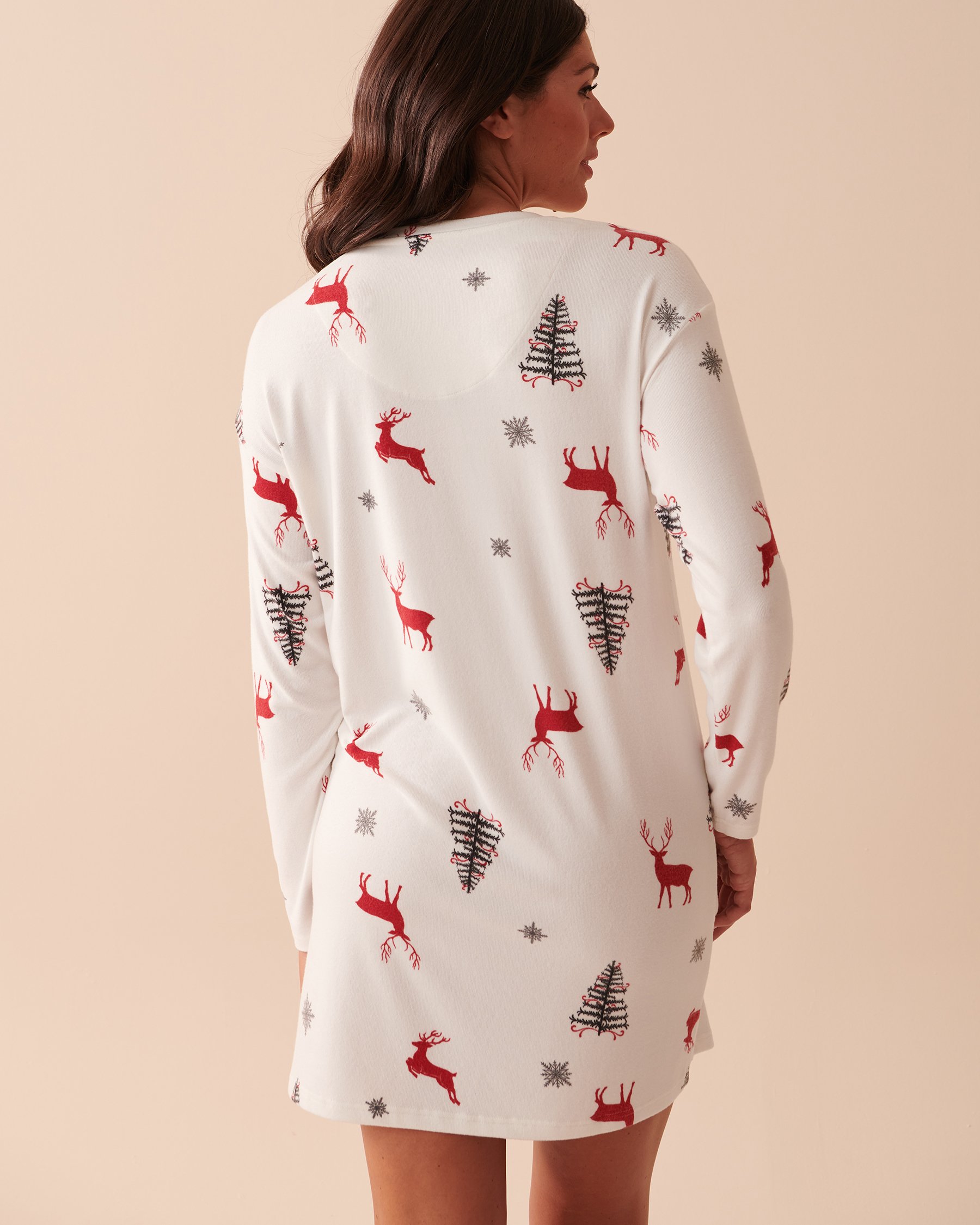 LA VIE EN ROSE Recycled Fibers Long Sleeve Sleepshirt Deer Forest 40500306 - View5