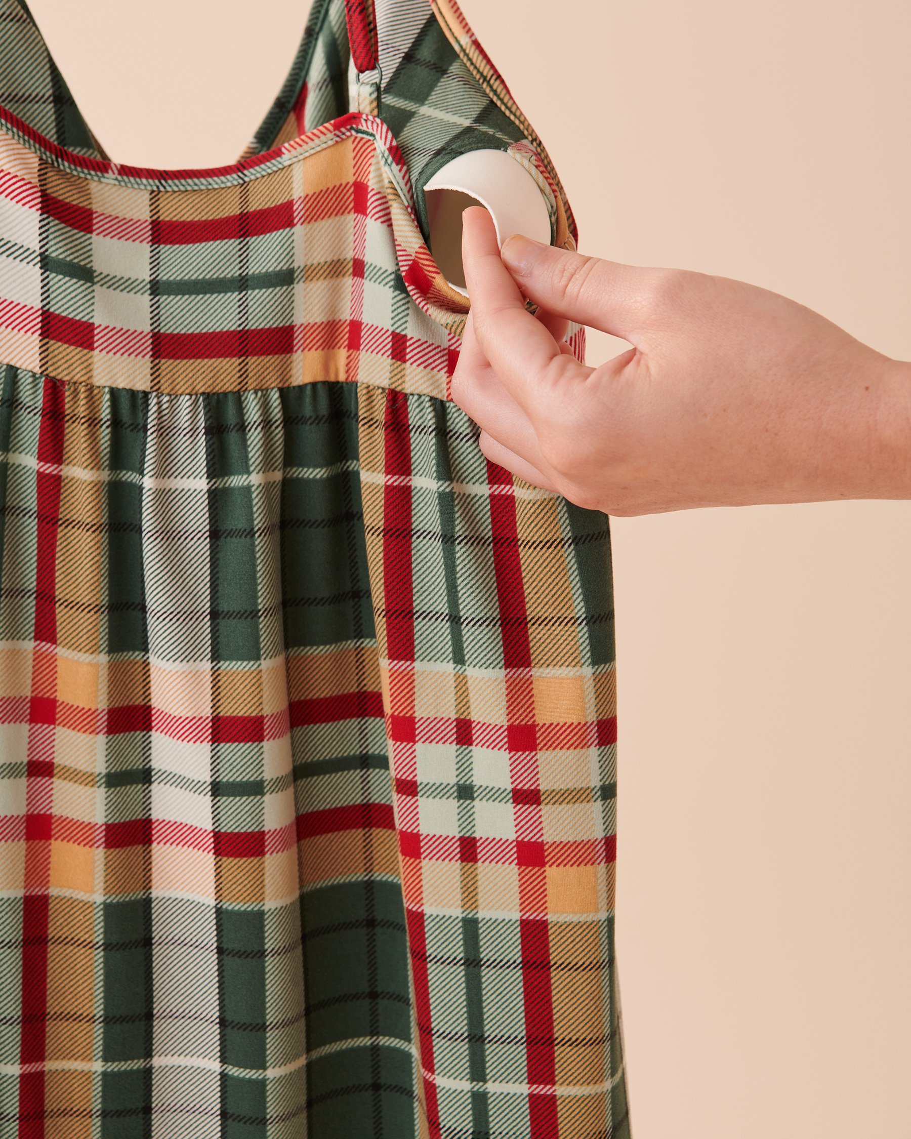 LA VIE EN ROSE Super Soft Plaid Nightie Green and Caramel Plaid 40500322 - View4