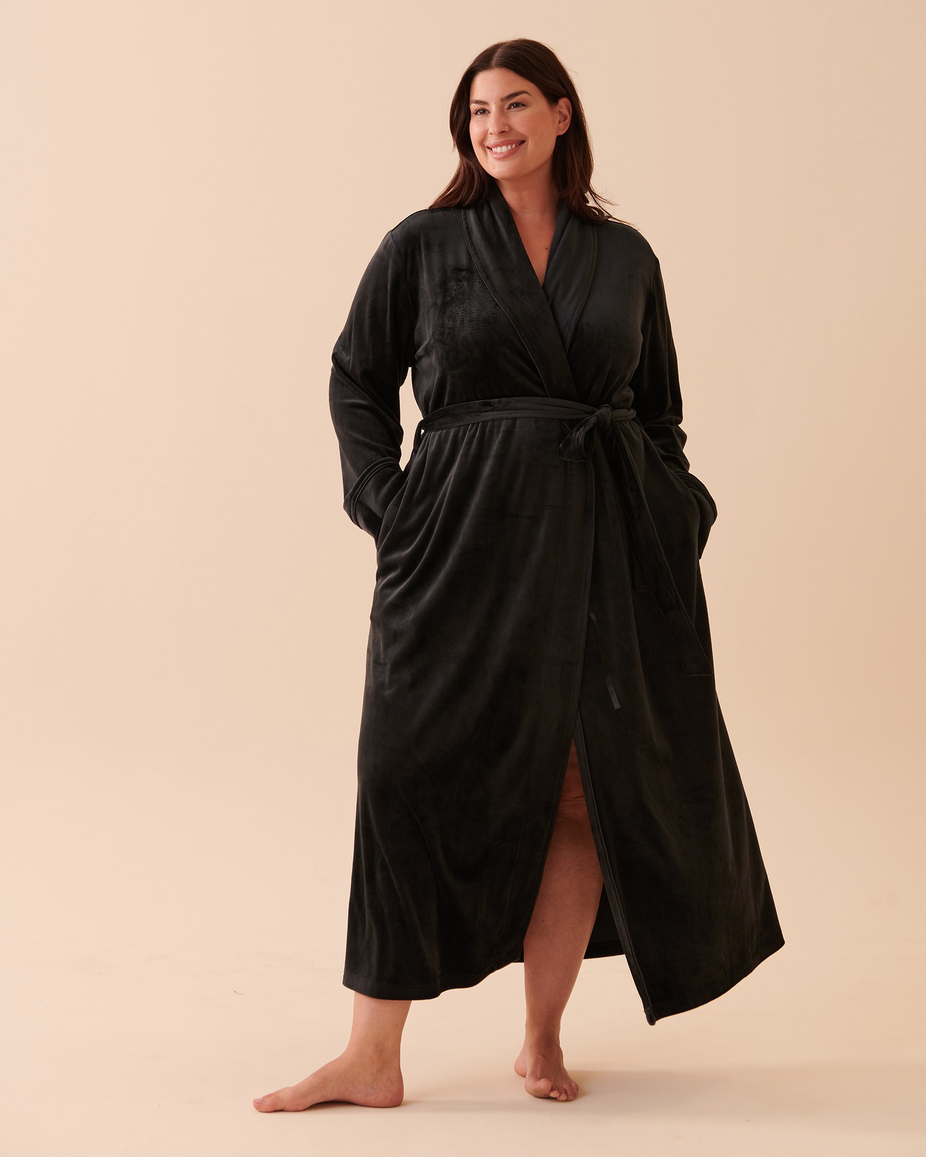 LA VIE EN ROSE Velvety Softness Long Robe Starry Night 40600149 - View4
