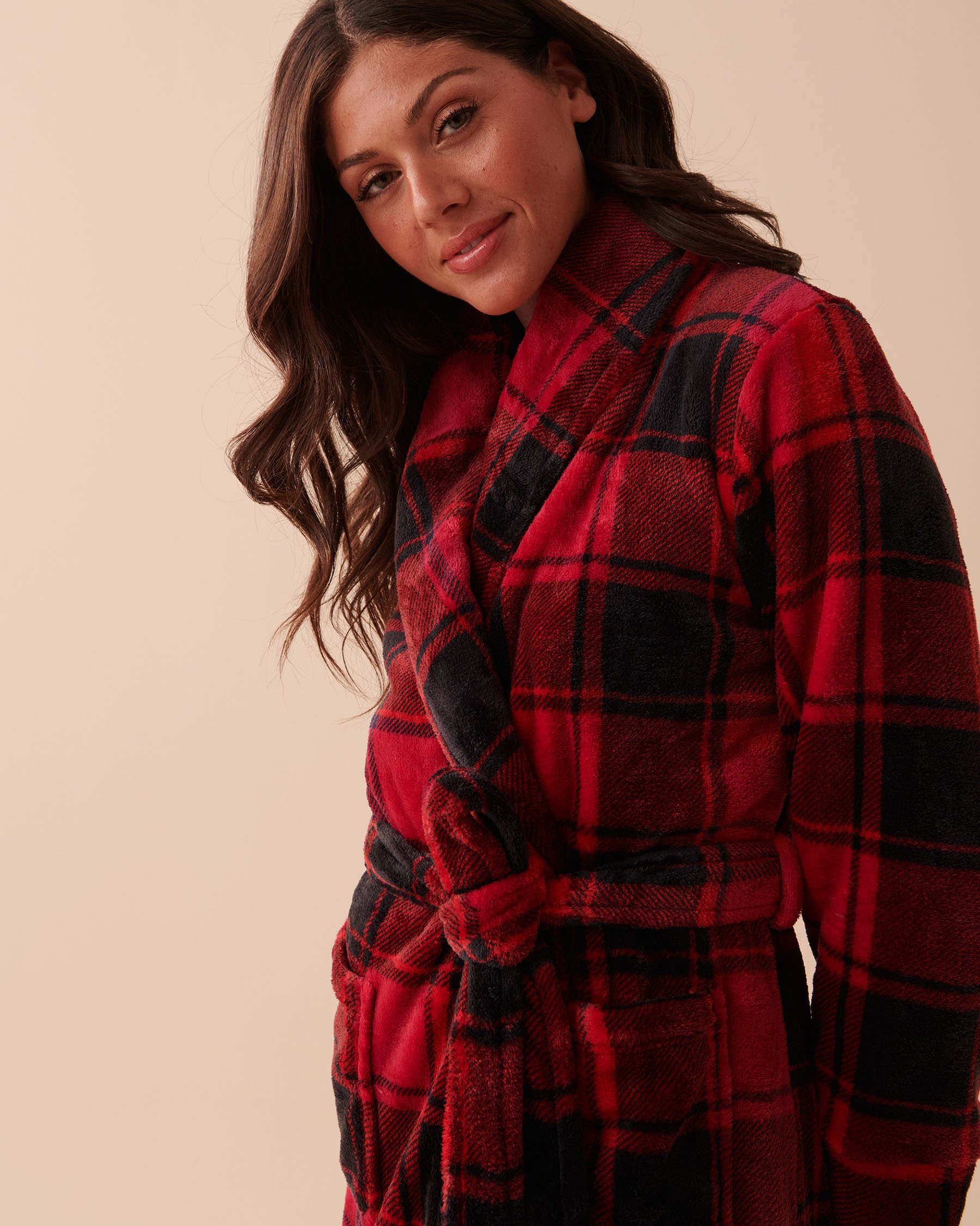 LA VIE EN ROSE Buffalo Plaid Soft Plush Robe Buffalo Plaid 40600153 - View3