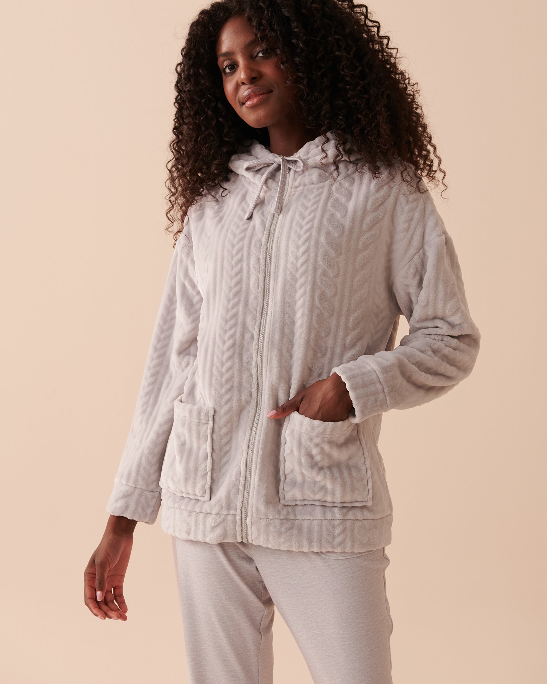 LA VIE EN ROSE Recycled Fibers Knit Effect Soft Hooded Cardigan Stardust 40600162 - View1