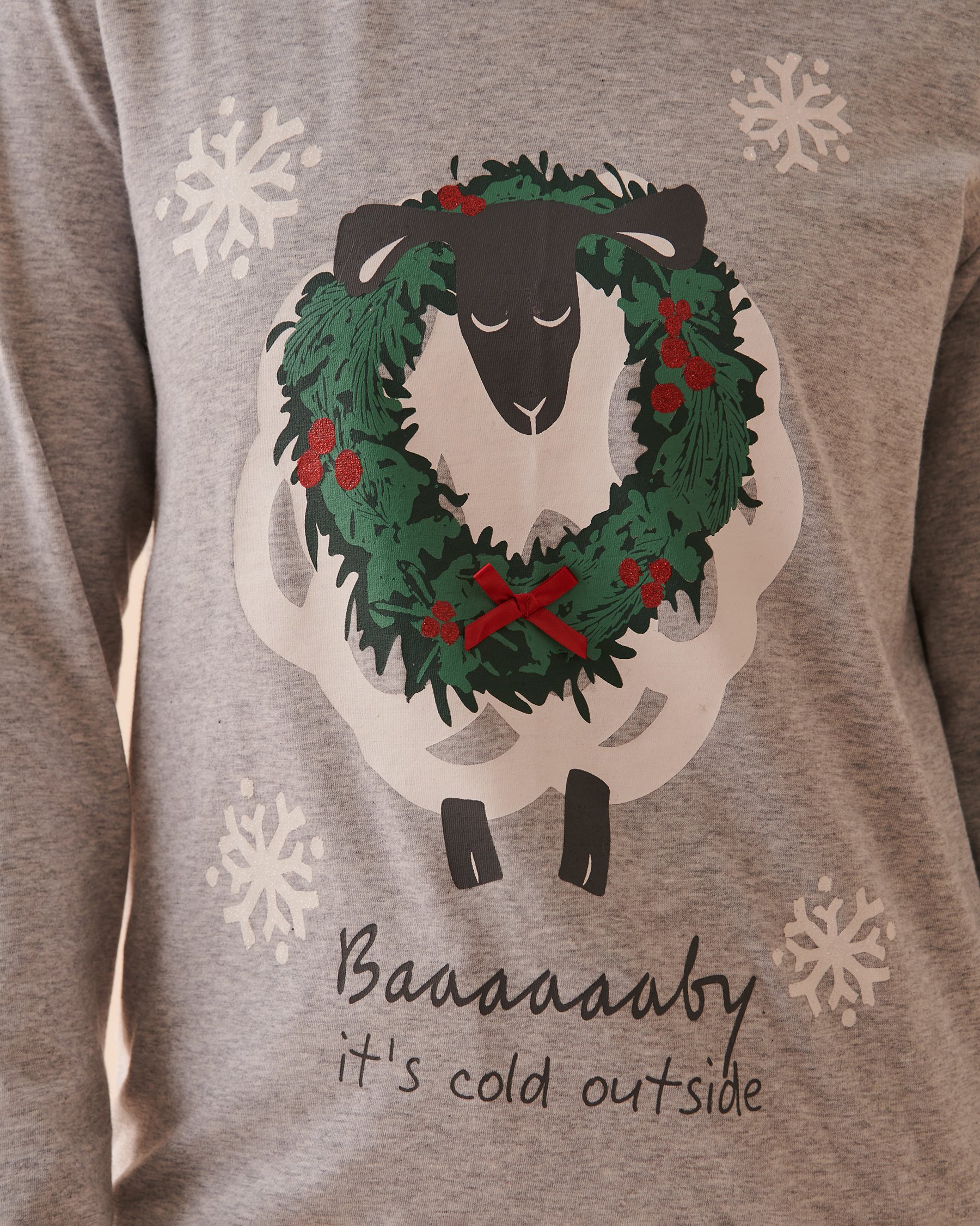 LA VIE EN ROSE Ensemble pyjama en coton imprimé animal Fêtes laineuses 40400057 - View2