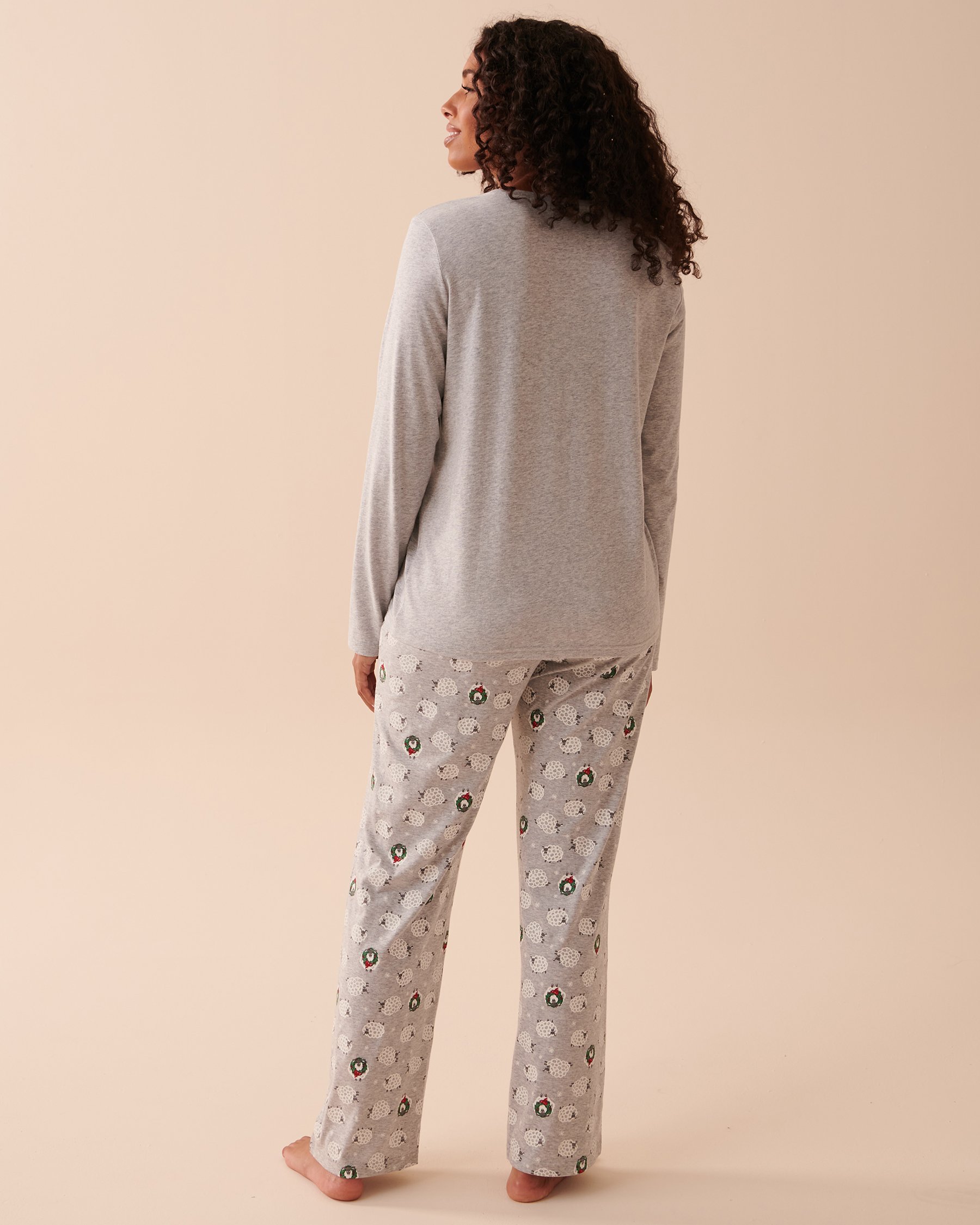 LA VIE EN ROSE Ensemble pyjama en coton imprimé animal Fêtes laineuses 40400057 - View3