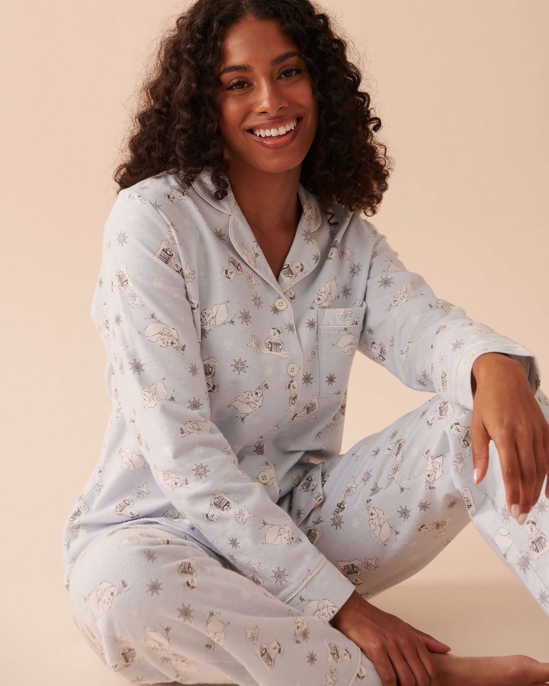 LA VIE EN ROSE Animal Flannel PJ Set Polar Bears 40400055 - View1