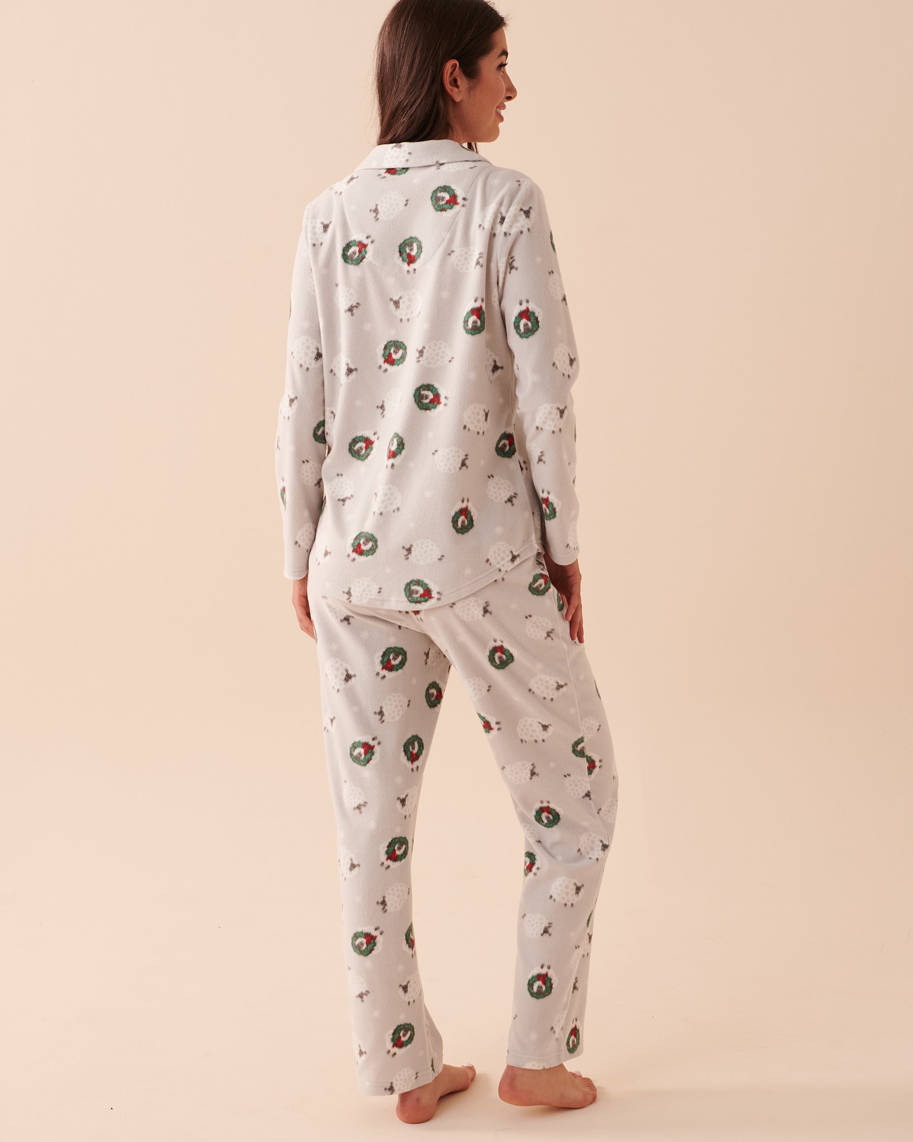 LA VIE EN ROSE Animal Micropolar PJ Set Wooly Holiday 40400054 - View2