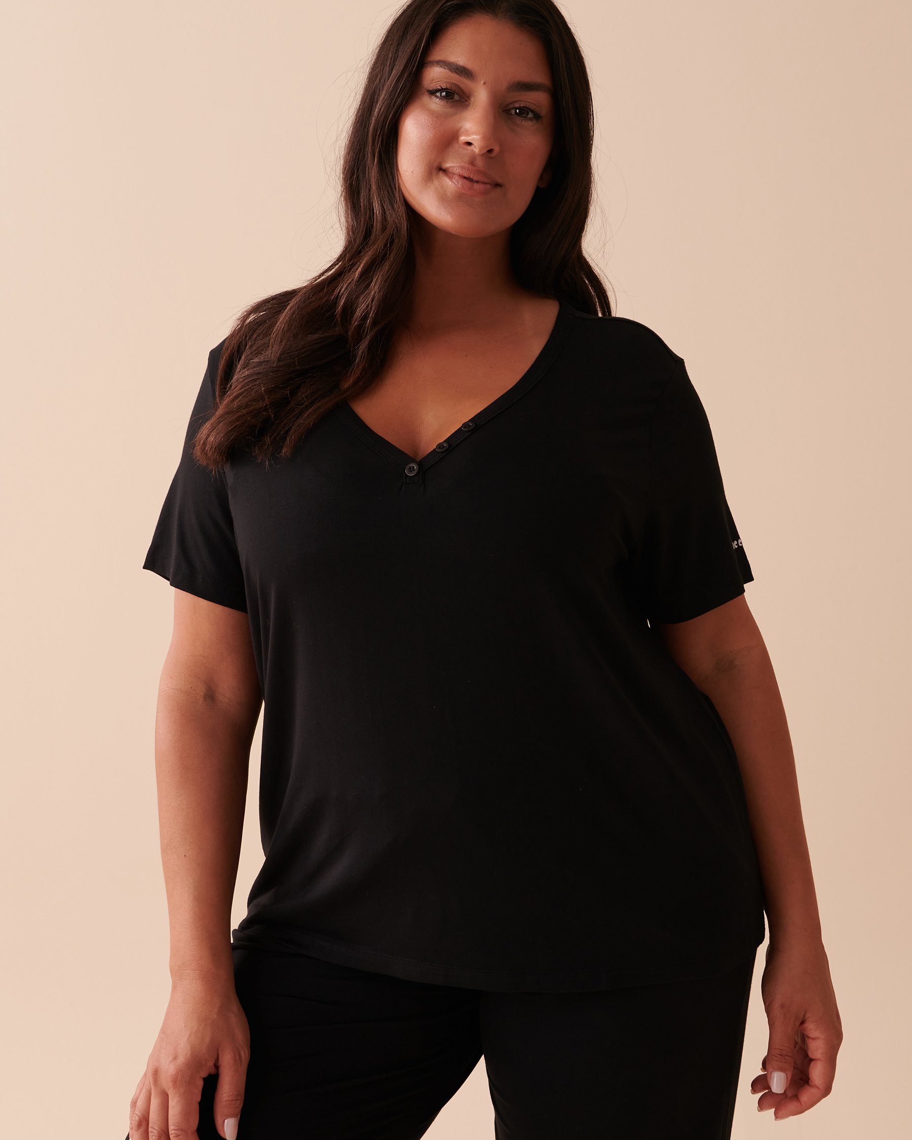 LA VIE EN ROSE T-shirt col en V en bambou Nuit étoilée 40100513 - View1