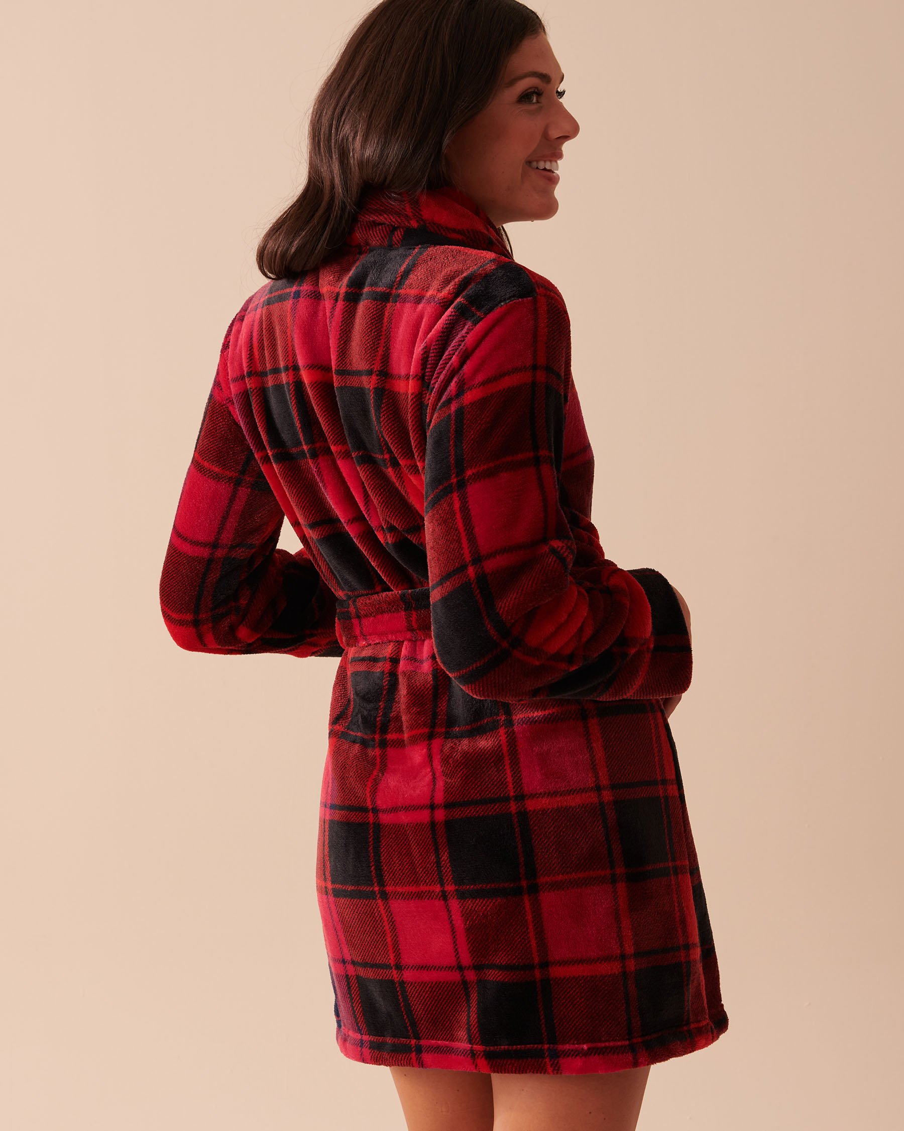 LA VIE EN ROSE Buffalo Plaid Soft Plush Robe Buffalo Plaid 40600153 - View2
