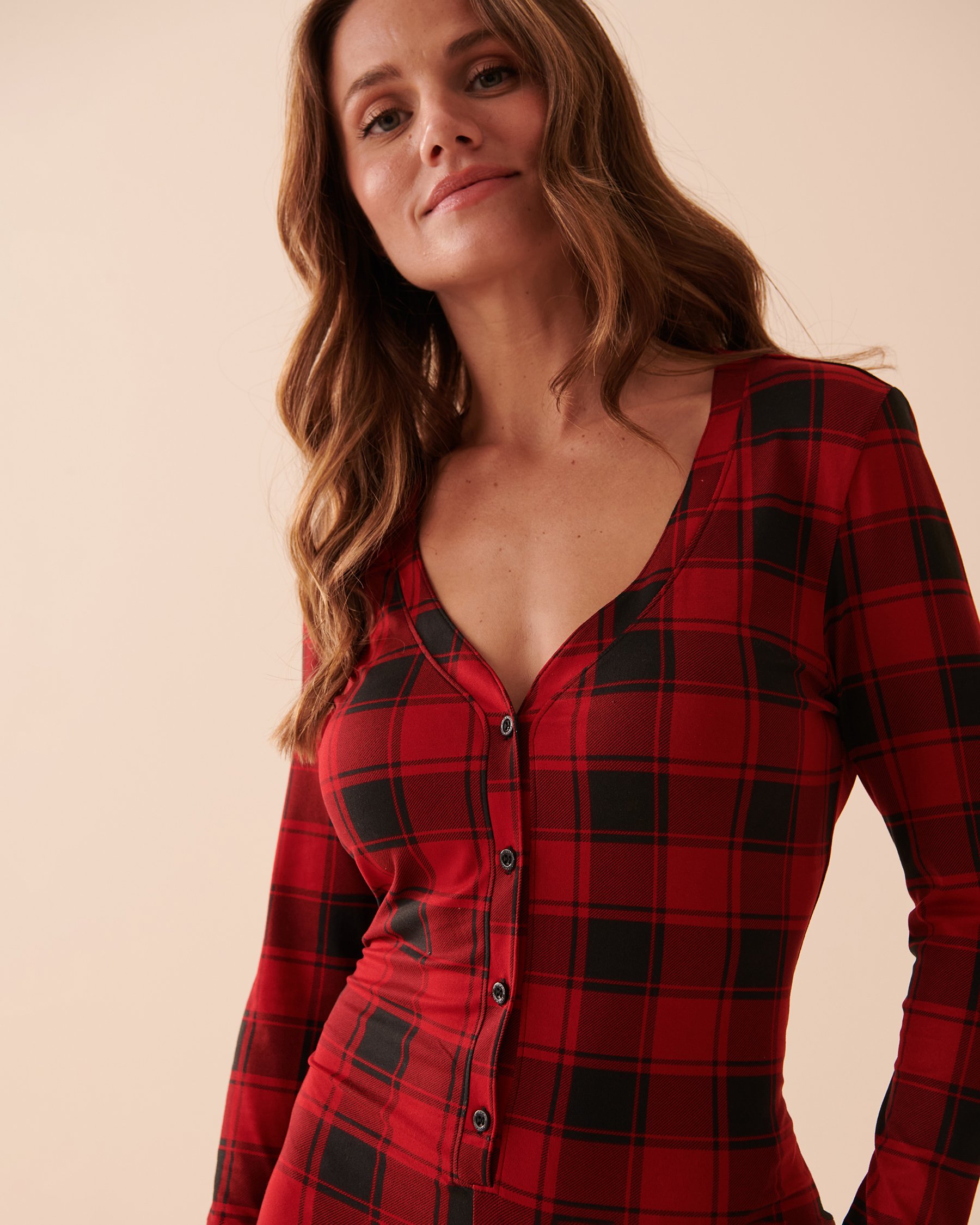 LA VIE EN ROSE Buffalo Plaid Super Soft Jumpsuit Buffalo Plaid 40300044 - View6