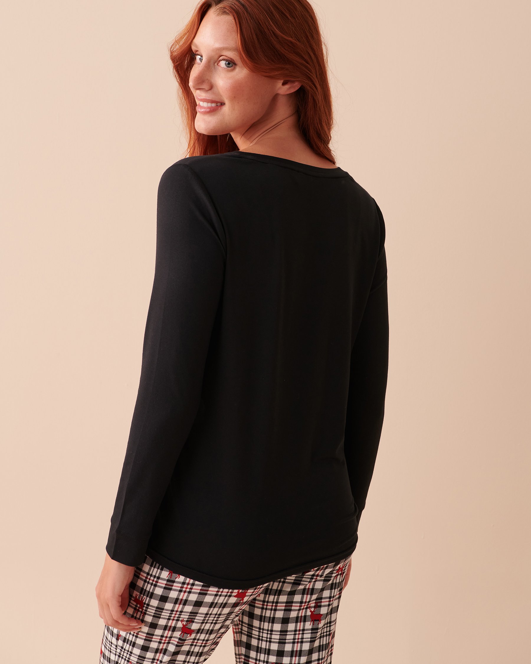 LA VIE EN ROSE Deer Print Super Soft Long Sleeve Shirt Starry Night 40100501 - View2