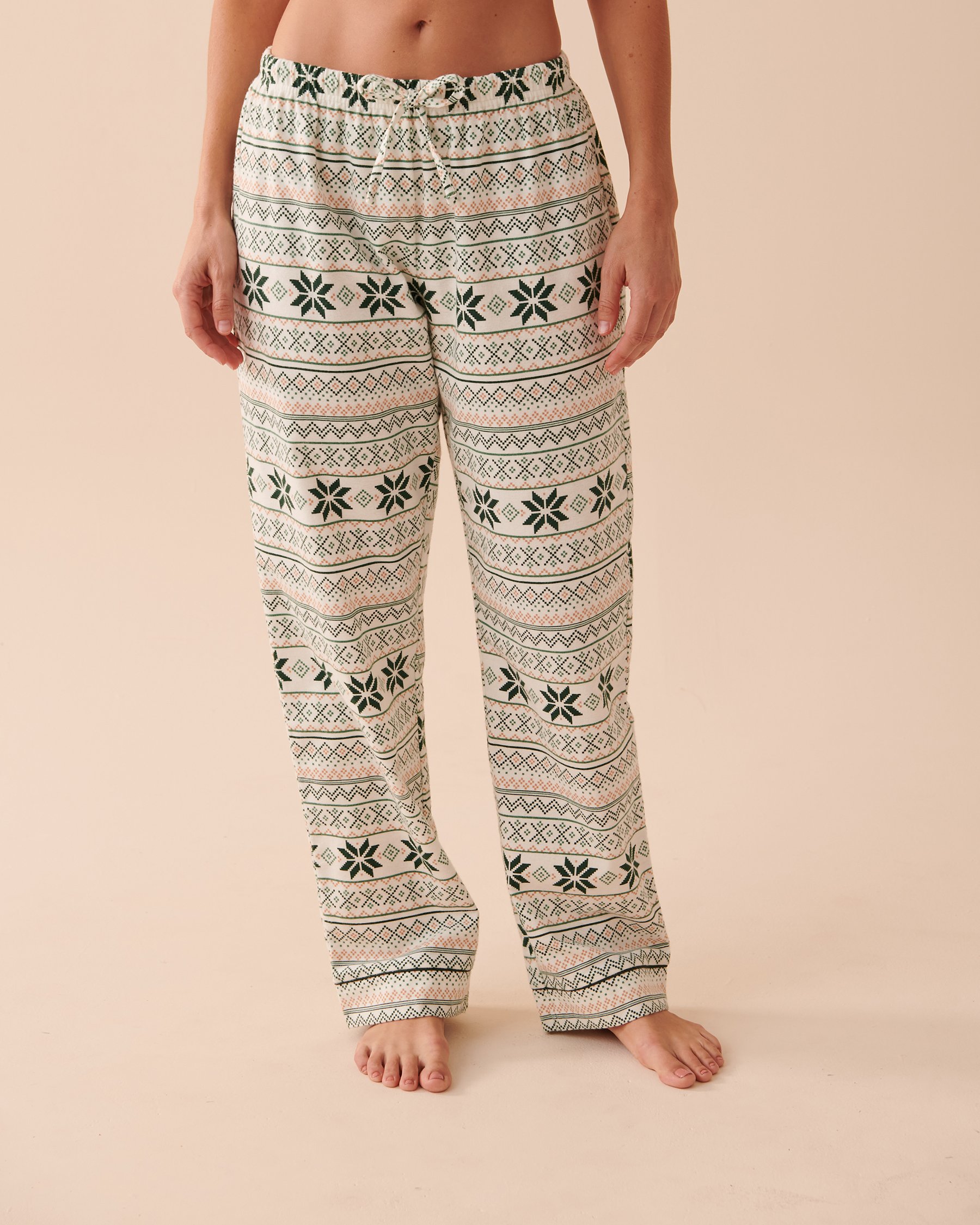 LA VIE EN ROSE Ensemble pyjama en flanelle imprimé nordique Imprimé nordique vert clair 40400055 - View4