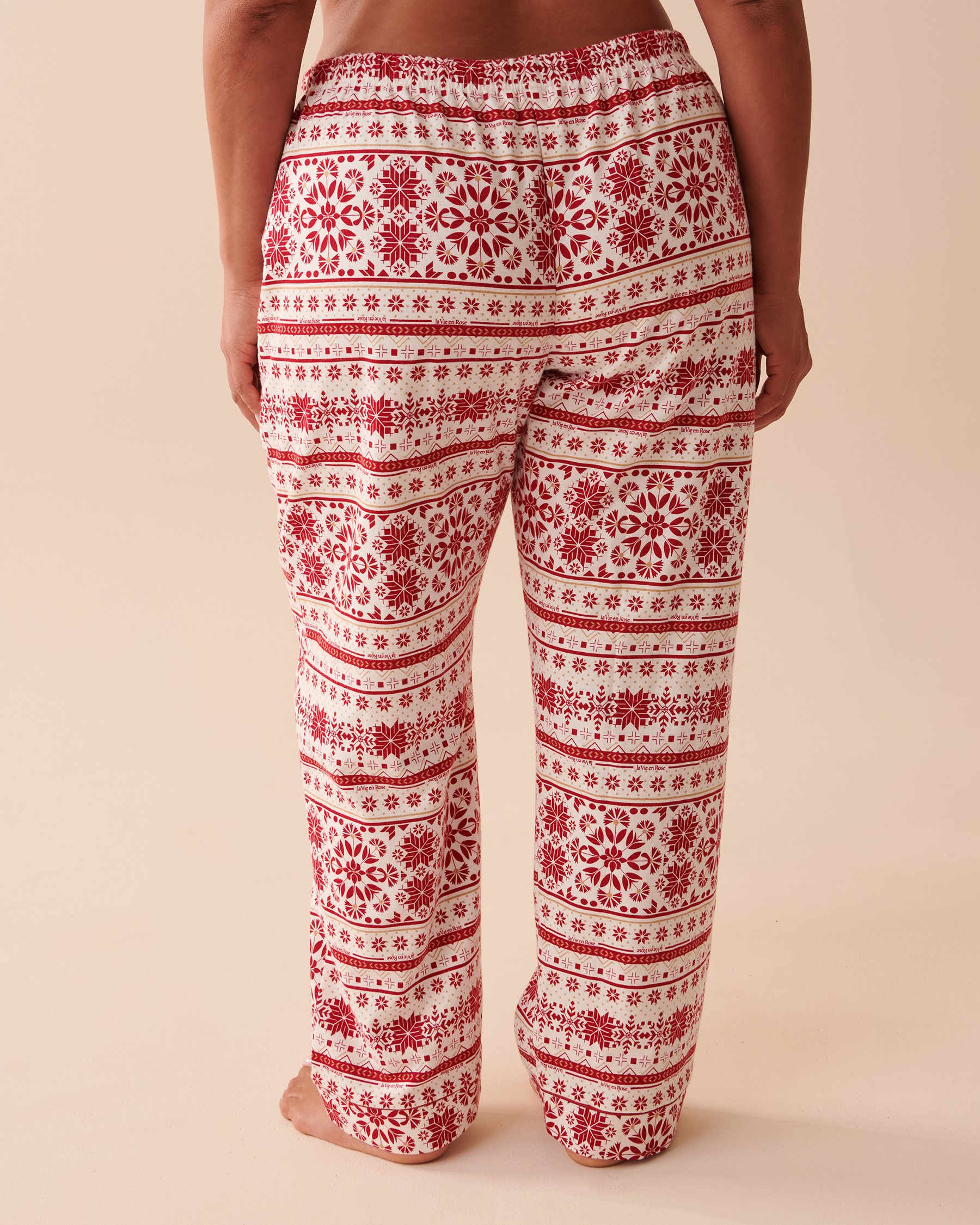 LA VIE EN ROSE Fair Isle Flannel PJ Set Red and White Fair Isle 40400055 - View5