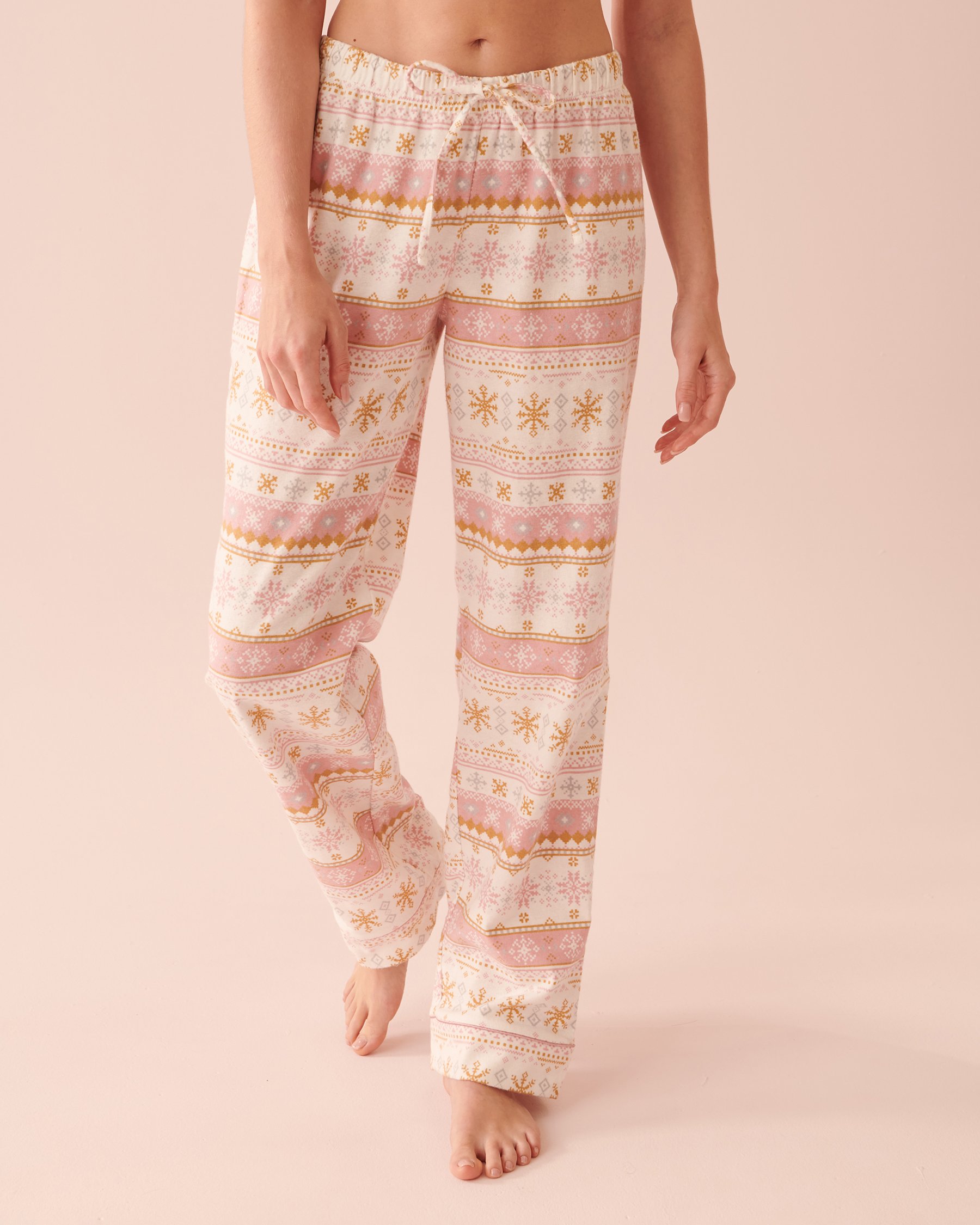 LA VIE EN ROSE Ensemble pyjama en flanelle imprimé nordique Imprimé nordique rose pâle 40400055 - View4