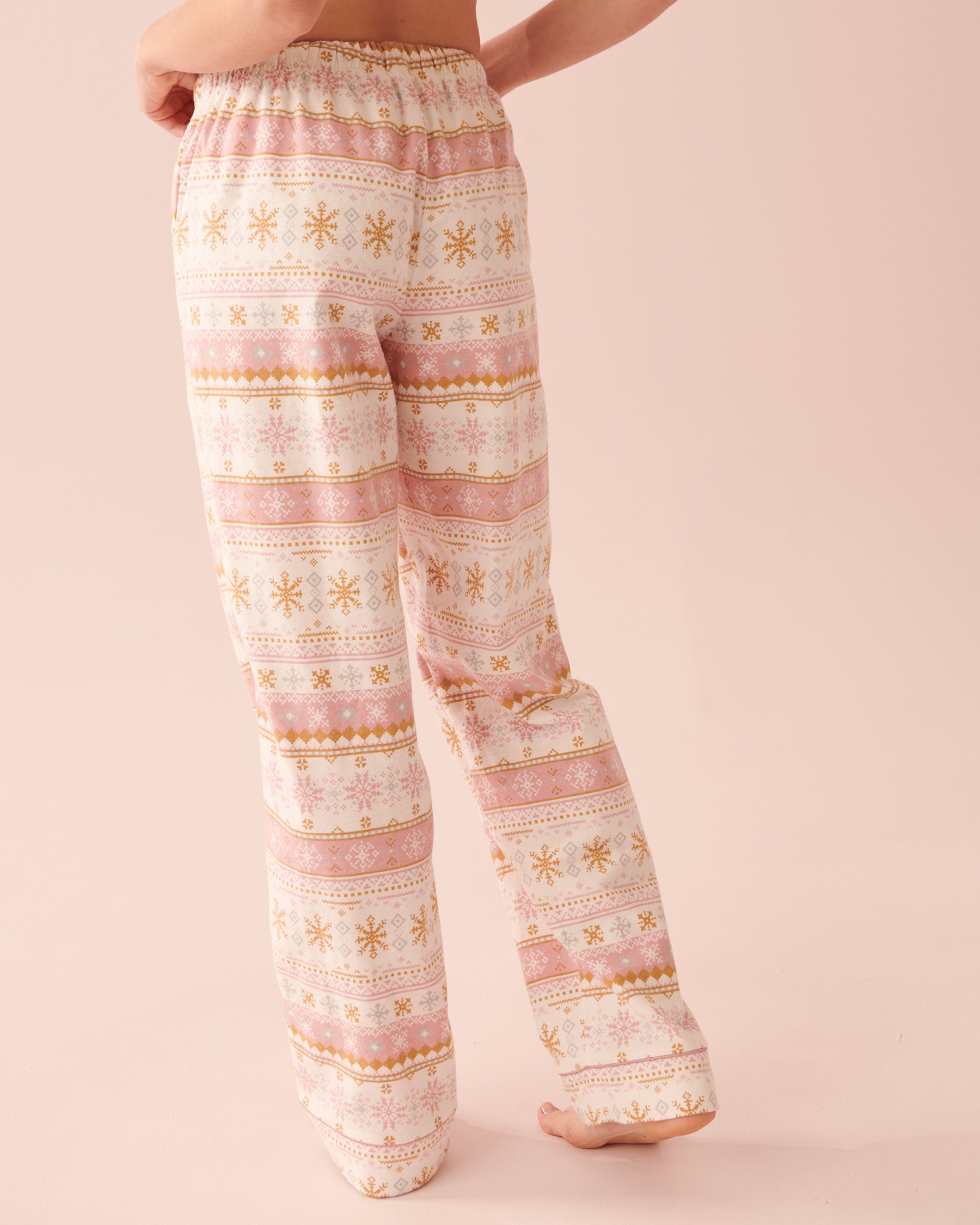 LA VIE EN ROSE Ensemble pyjama en flanelle imprimé nordique Imprimé nordique rose pâle 40400055 - View5