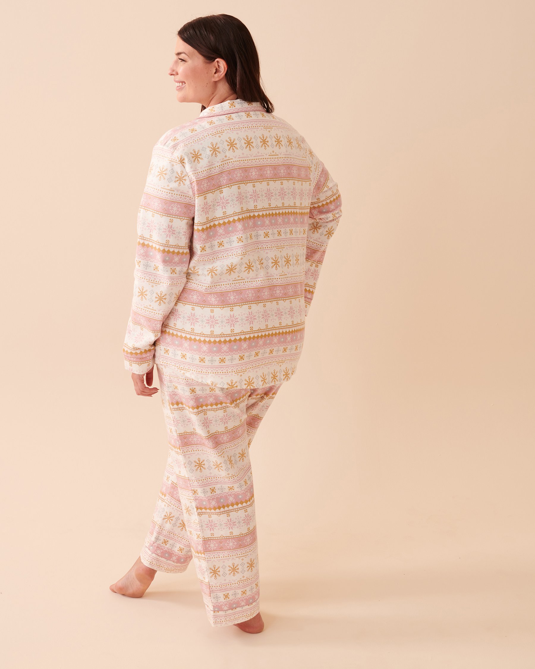 LA VIE EN ROSE Ensemble pyjama en flanelle imprimé nordique Imprimé nordique rose pâle 40400055 - View7