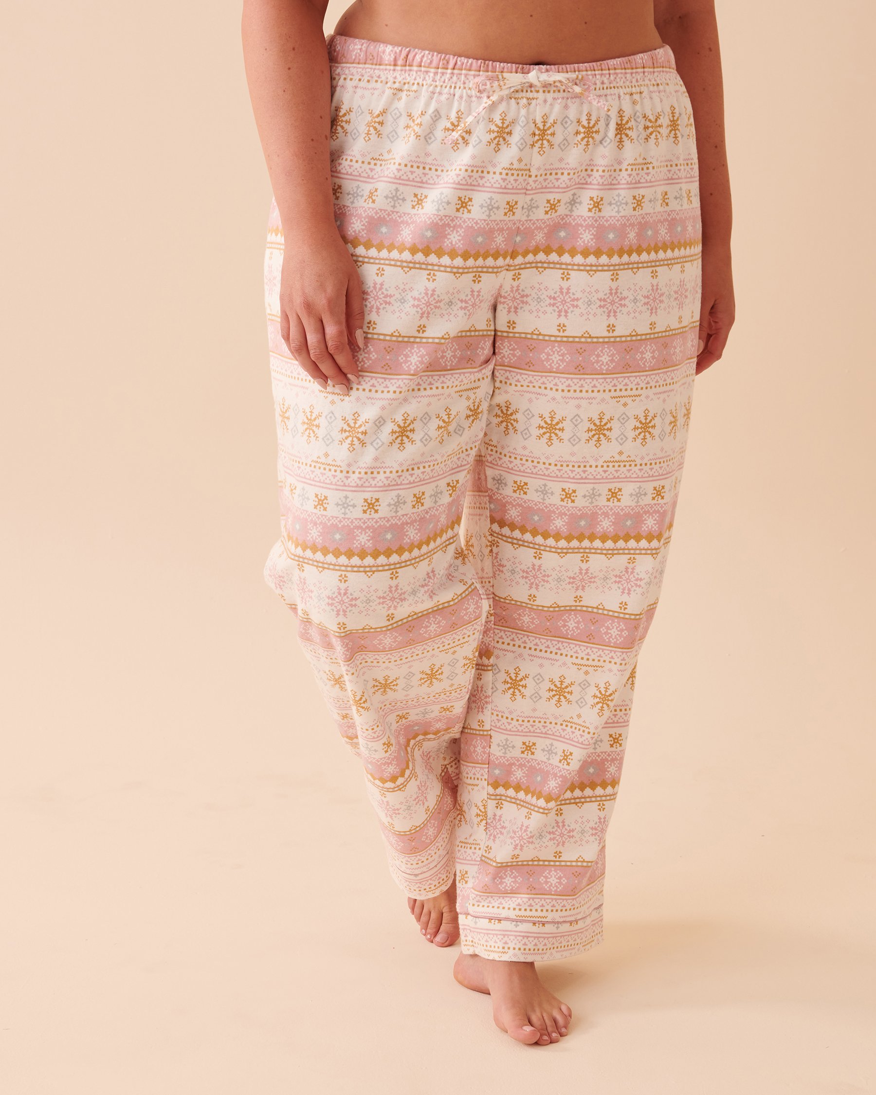 LA VIE EN ROSE Ensemble pyjama en flanelle imprimé nordique Imprimé nordique rose pâle 40400055 - View9