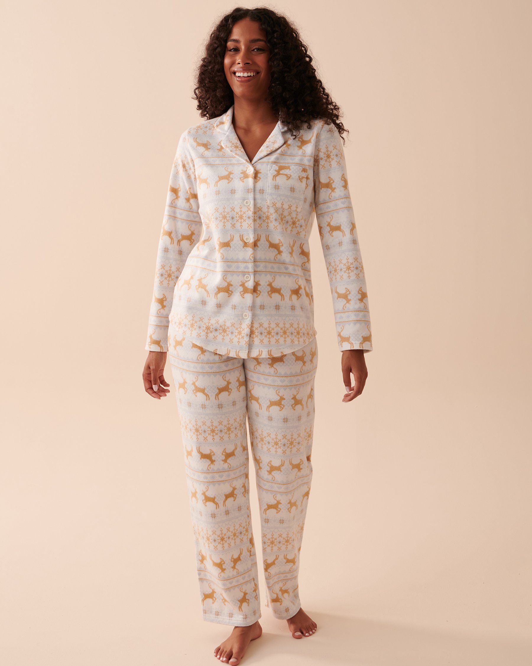 LA VIE EN ROSE Fair Isle Micropolar PJ Set Deer Fair Isle 40400054 - View1