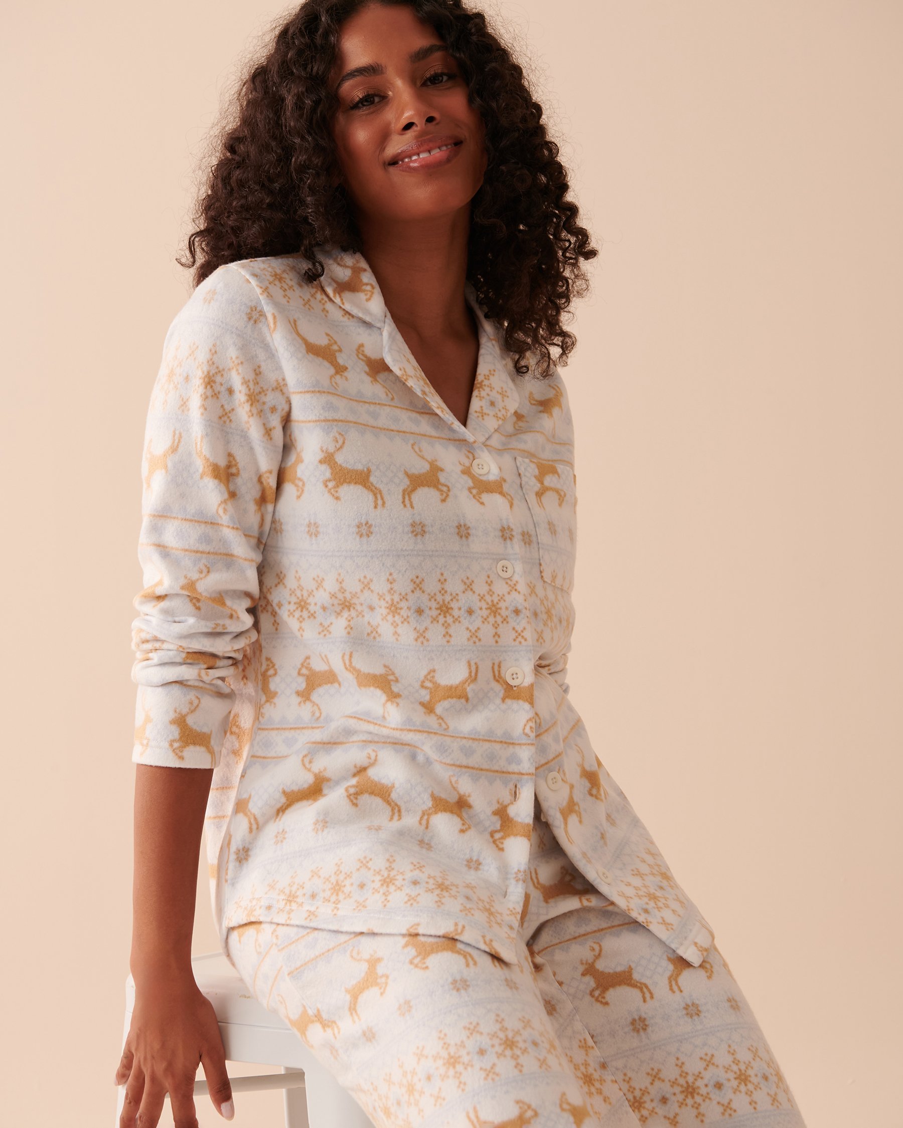 LA VIE EN ROSE Fair Isle Micropolar PJ Set Deer Fair Isle 40400054 - View2