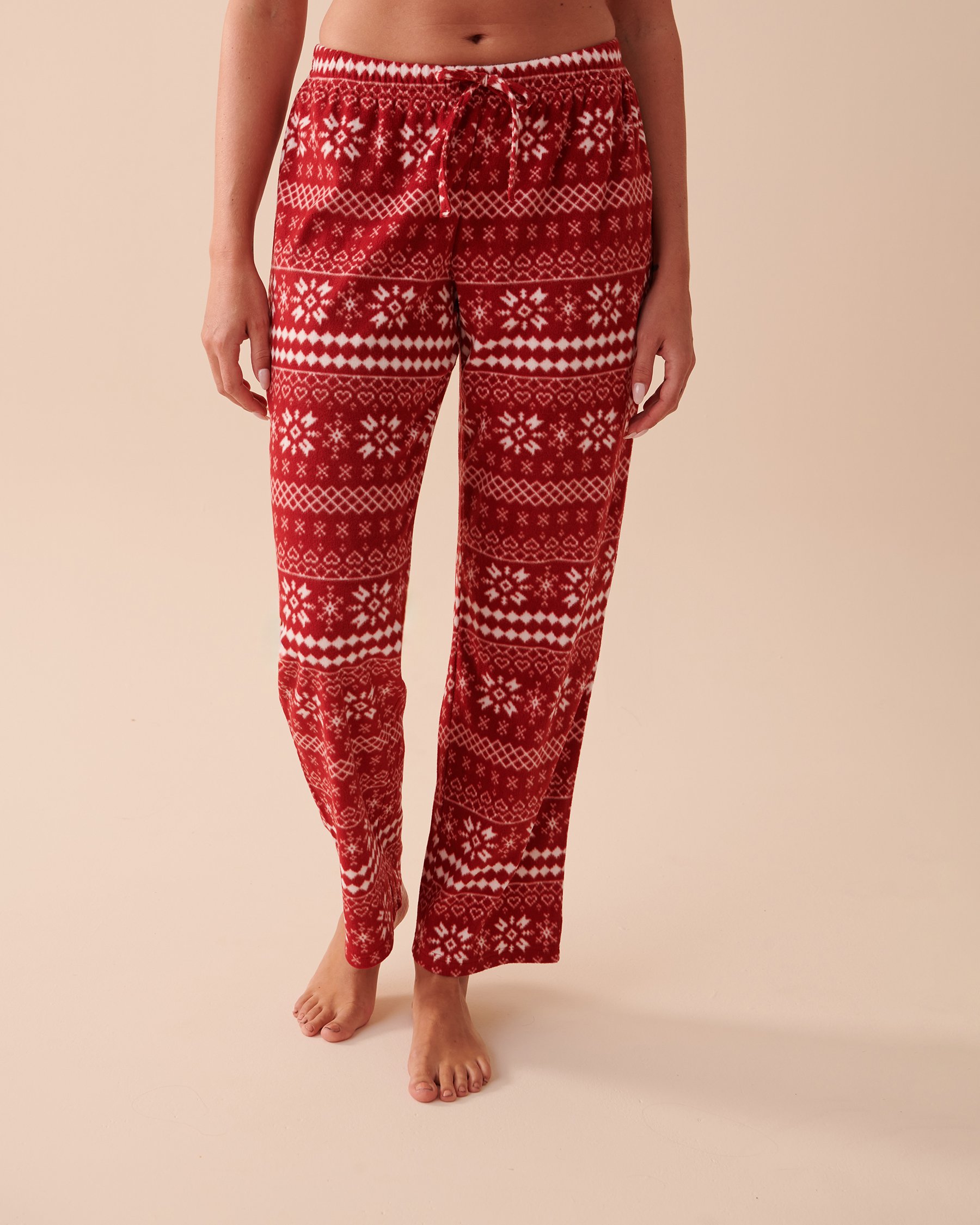 LA VIE EN ROSE Fair Isle Micropolar PJ Set Red Fair Isle 40400054 - View4