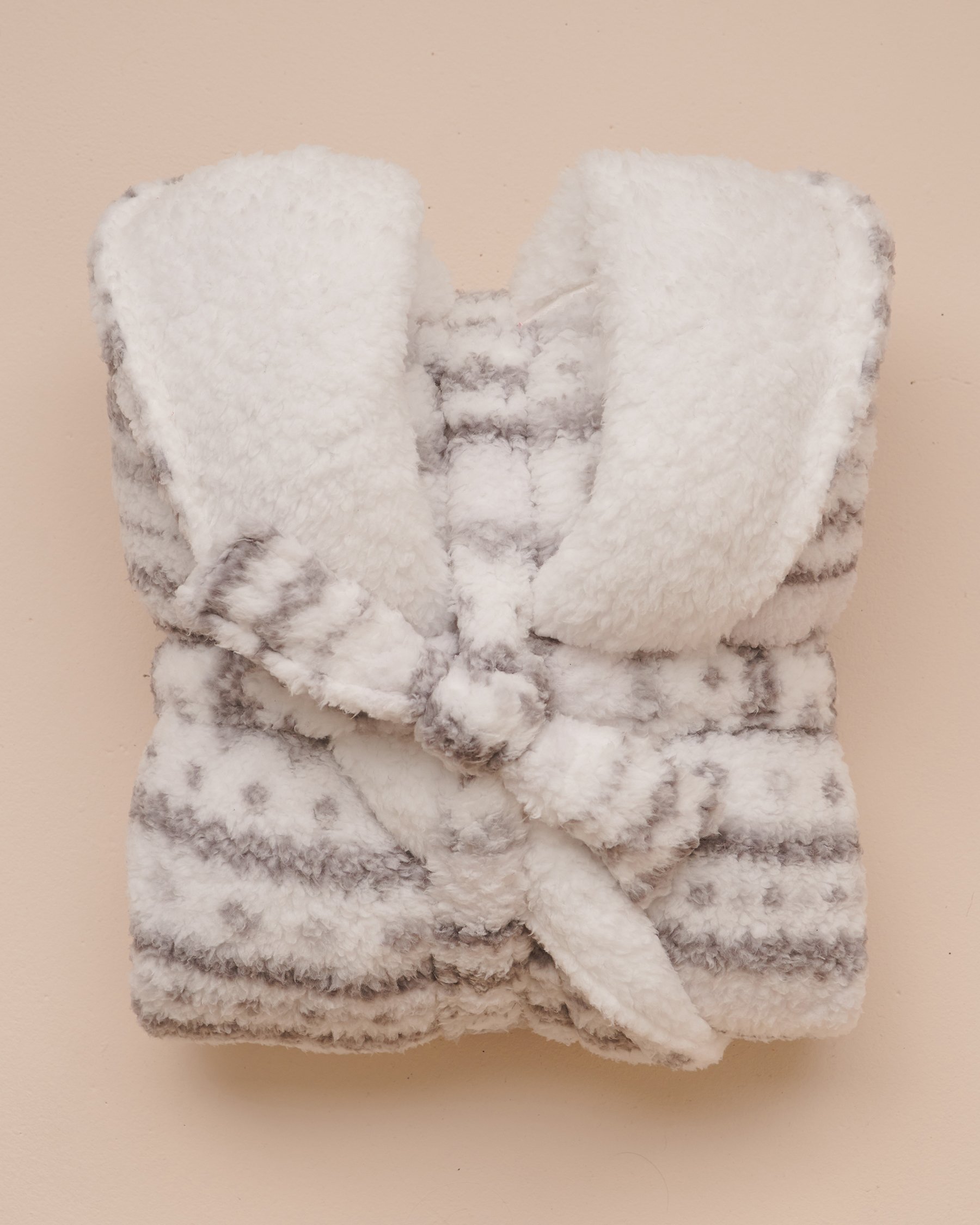 LA VIE EN ROSE Robe de chambre imprimé nordique en sherpa Imprimé nordique gris 40600157 - View4