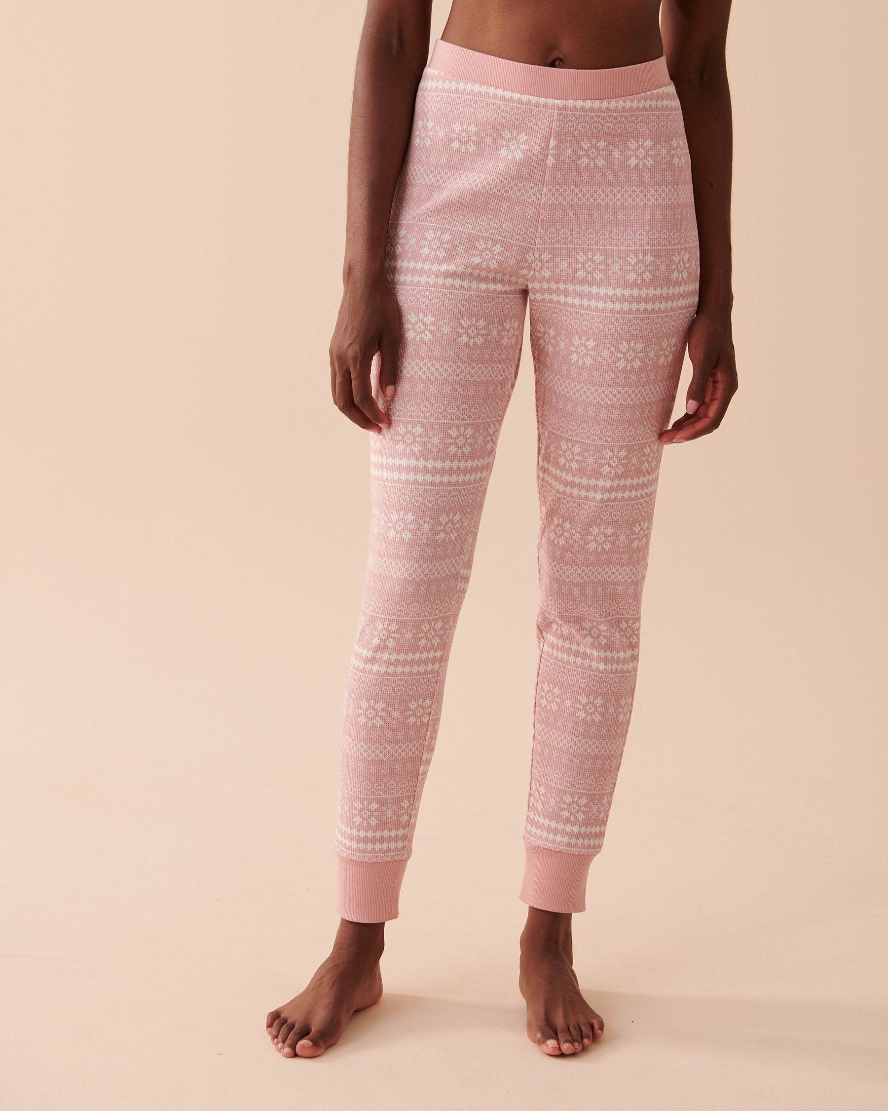 LA VIE EN ROSE Fair Isle Waffle Knit PJ Set Pink Fair Isle 40400059 - View4