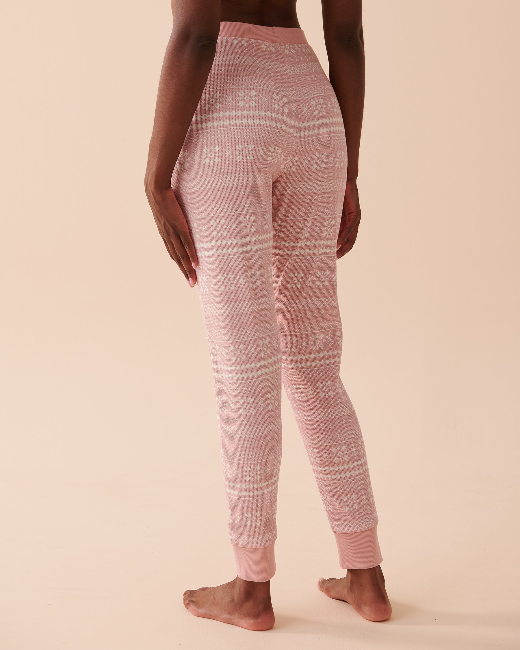 LA VIE EN ROSE Fair Isle Waffle Knit PJ Set Pink Fair Isle 40400059 - View5