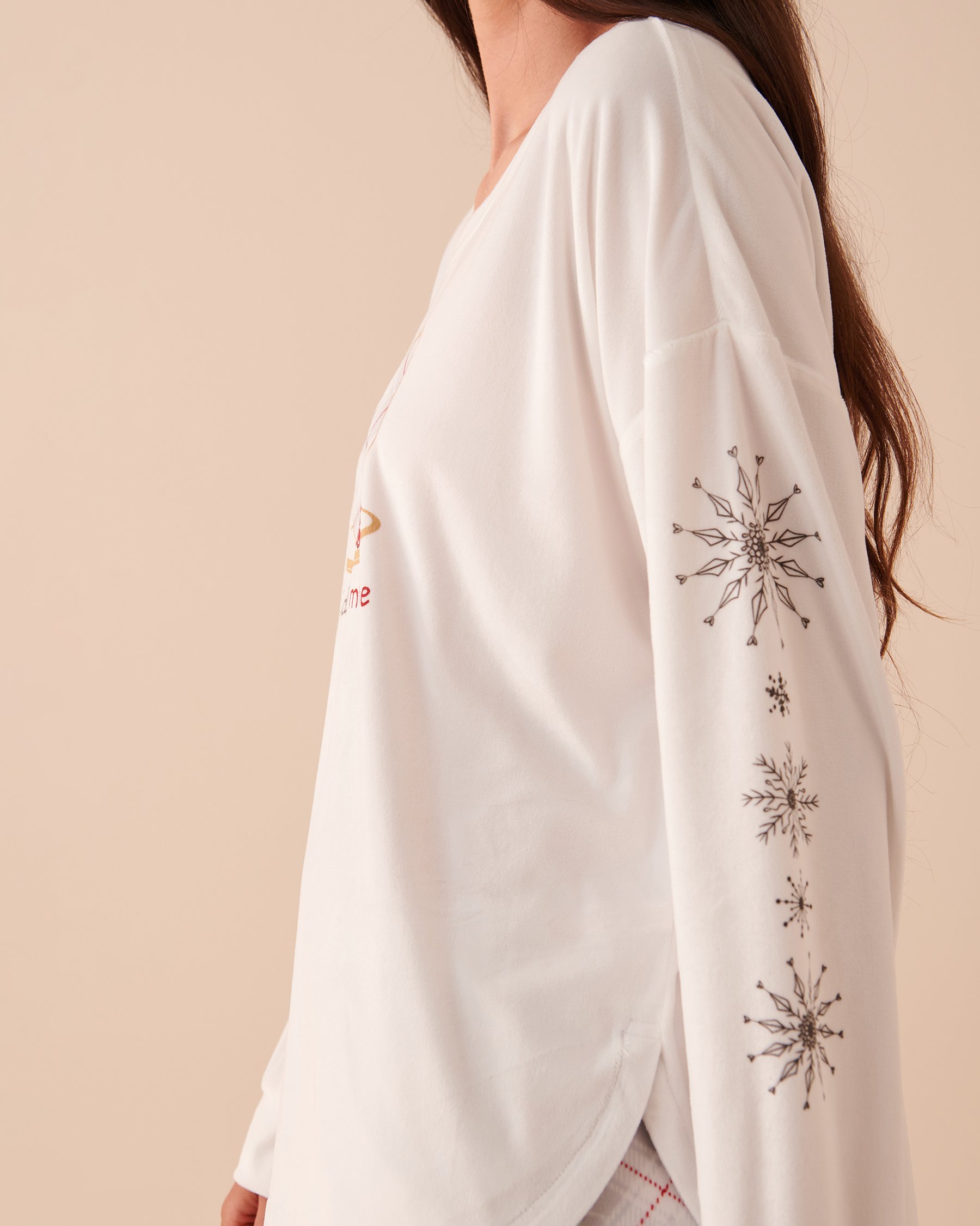 LA VIE EN ROSE Chandail manches longues en velours luxueux Blanc neige 40100492 - View3