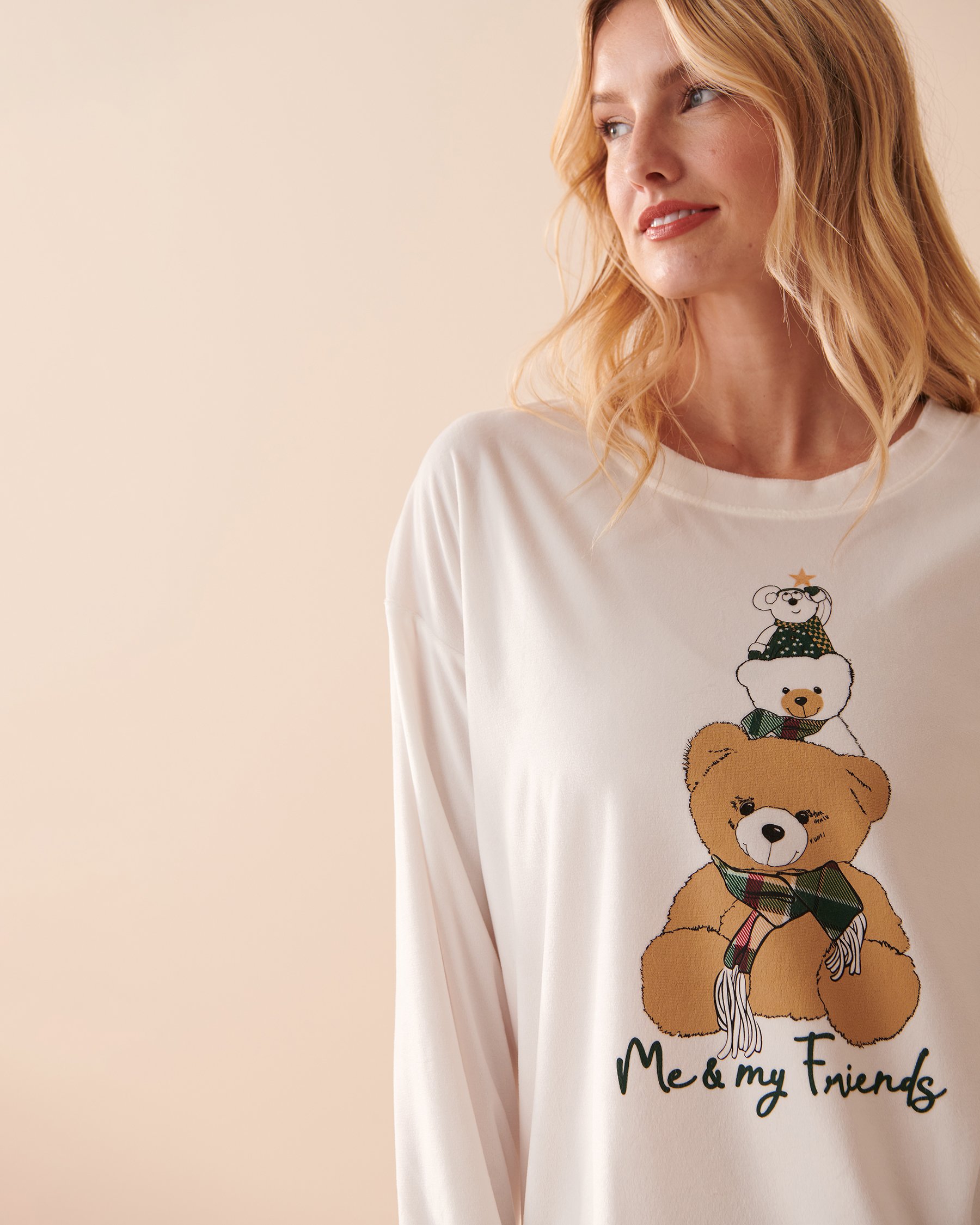 LA VIE EN ROSE Luxury Velour Long Sleeve Sleepshirt Snow White 40500304 - View6