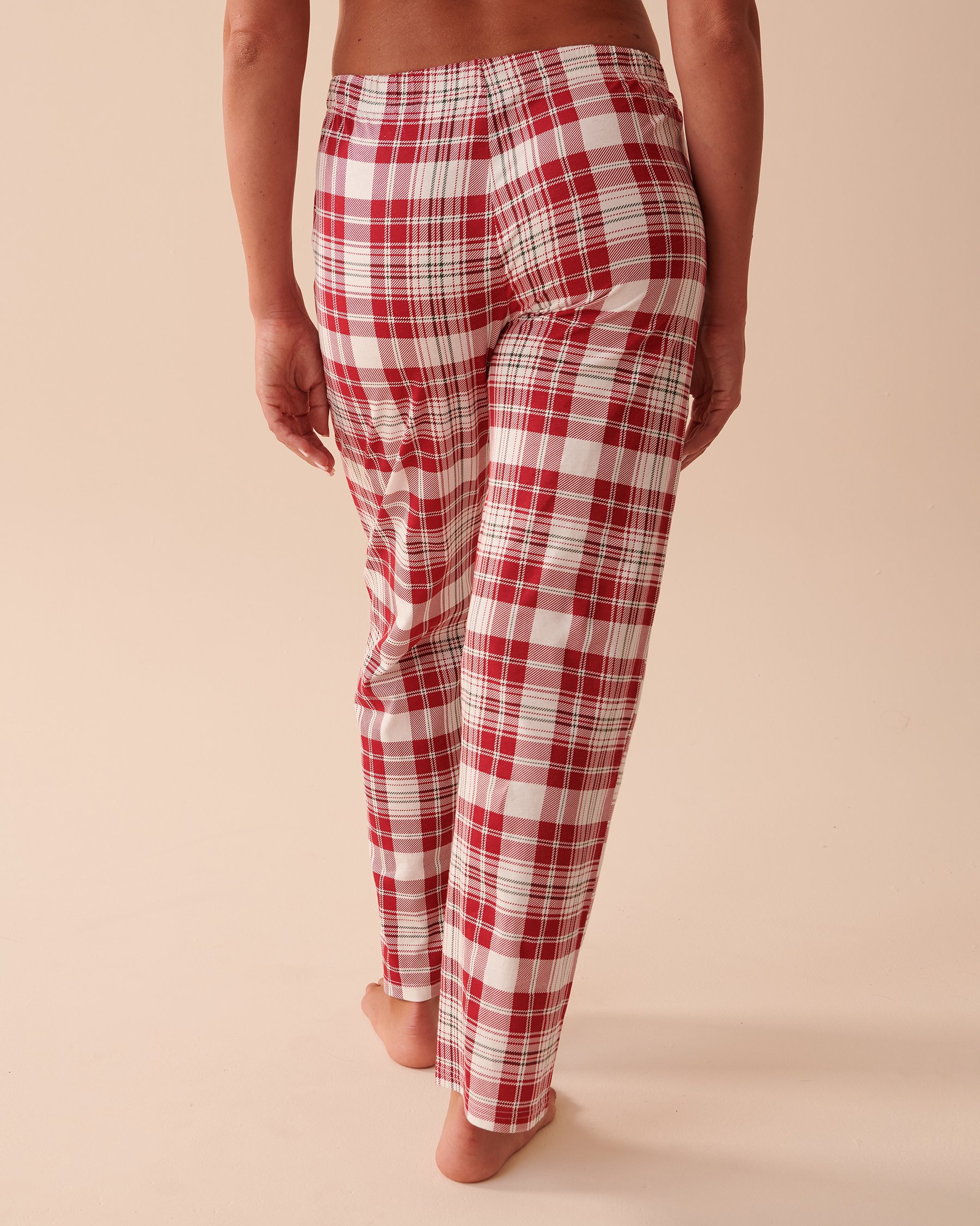 LA VIE EN ROSE Plaid Cotton PJ Set Red and White Plaid 40400057 - View5