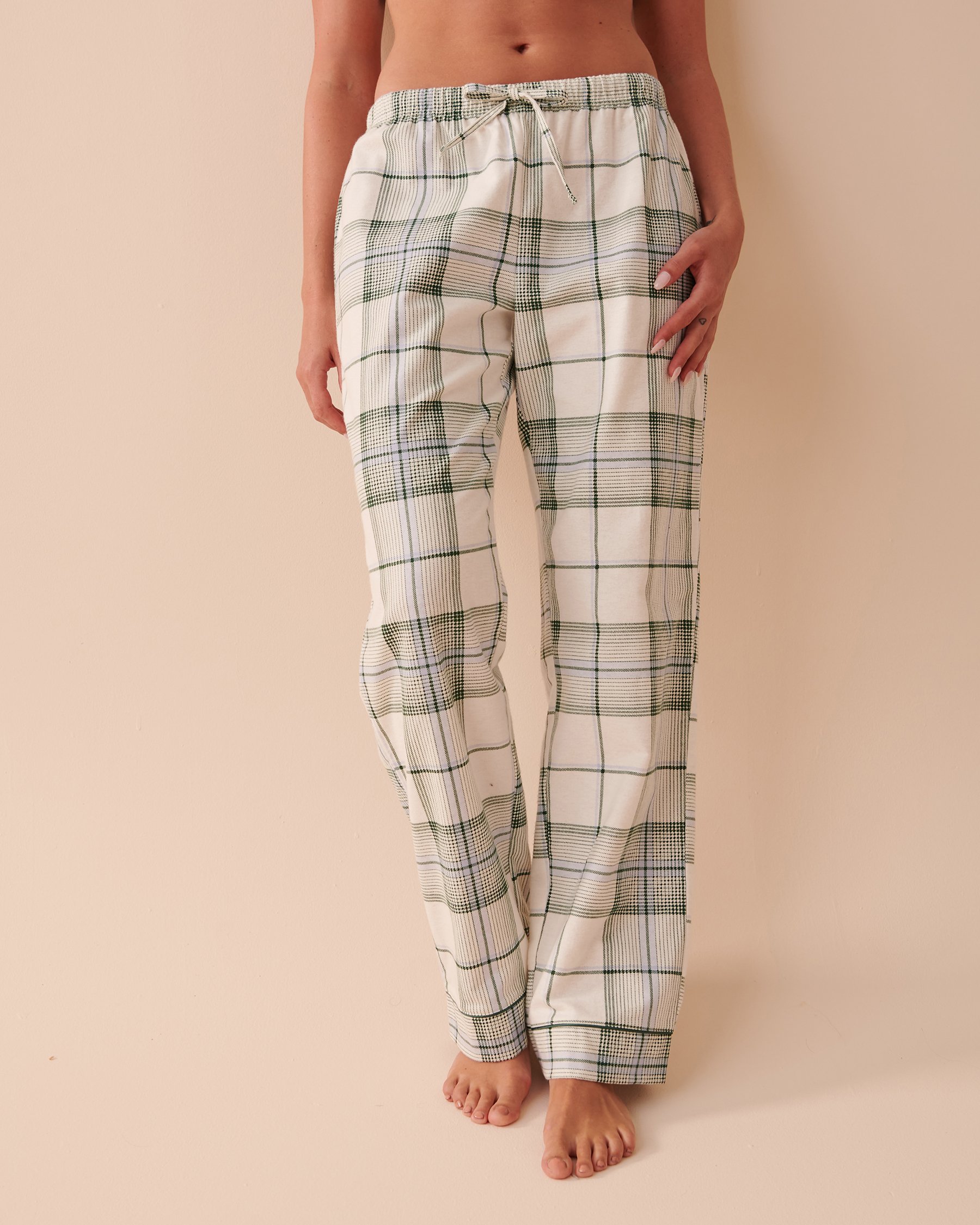 LA VIE EN ROSE Plaid Flannel PJ Set Blue and White Plaid 40400055 - View4