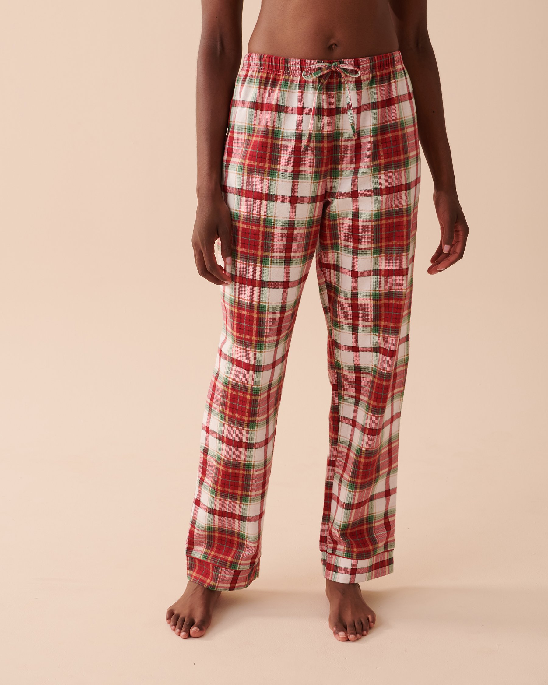 LA VIE EN ROSE Plaid Flannel PJ Set Mistletoe Plaid 40400055 - View4