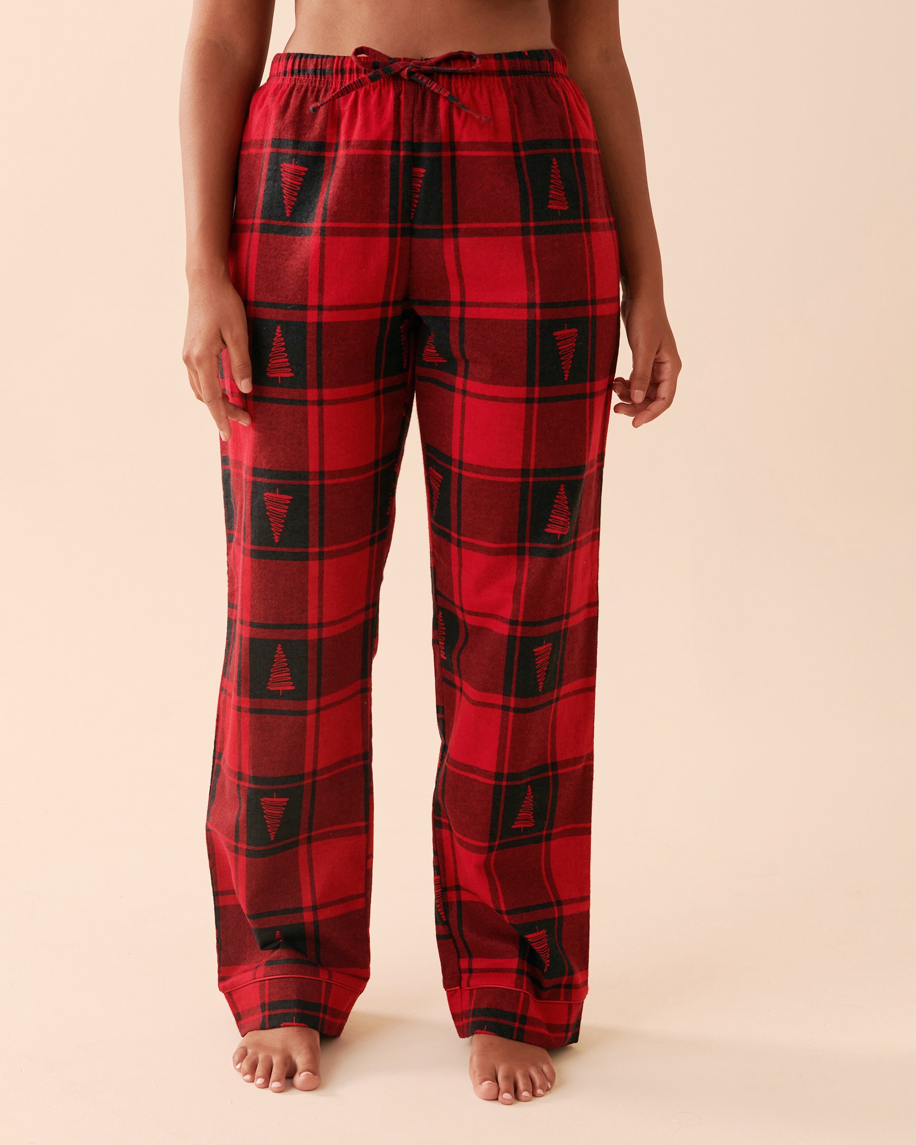 LA VIE EN ROSE Plaid Flannel PJ Set Red Fir Plaid 40400055 - View5