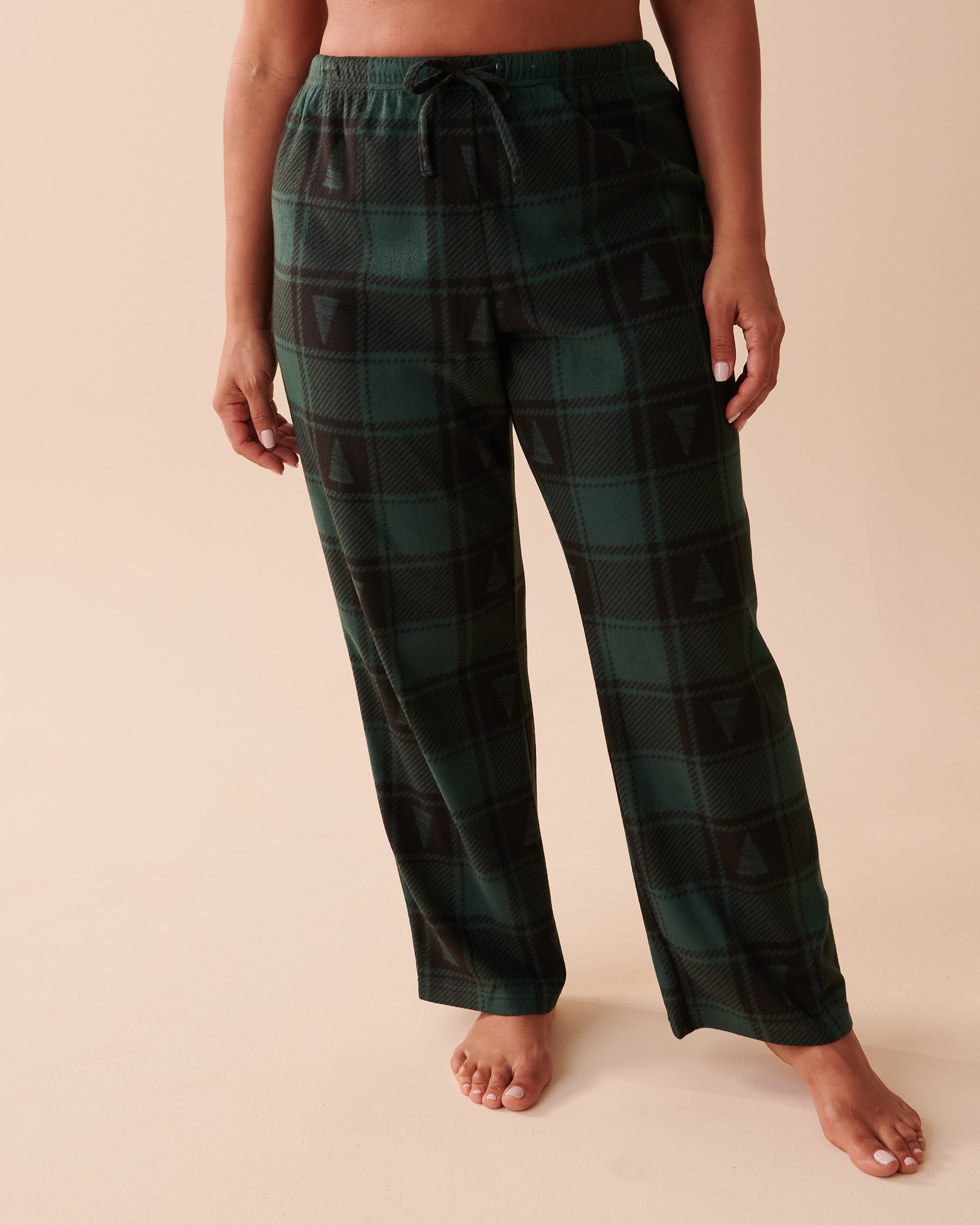 LA VIE EN ROSE Plaid Micropolar PJ Set Evergreen Plaid 40400054 - View11