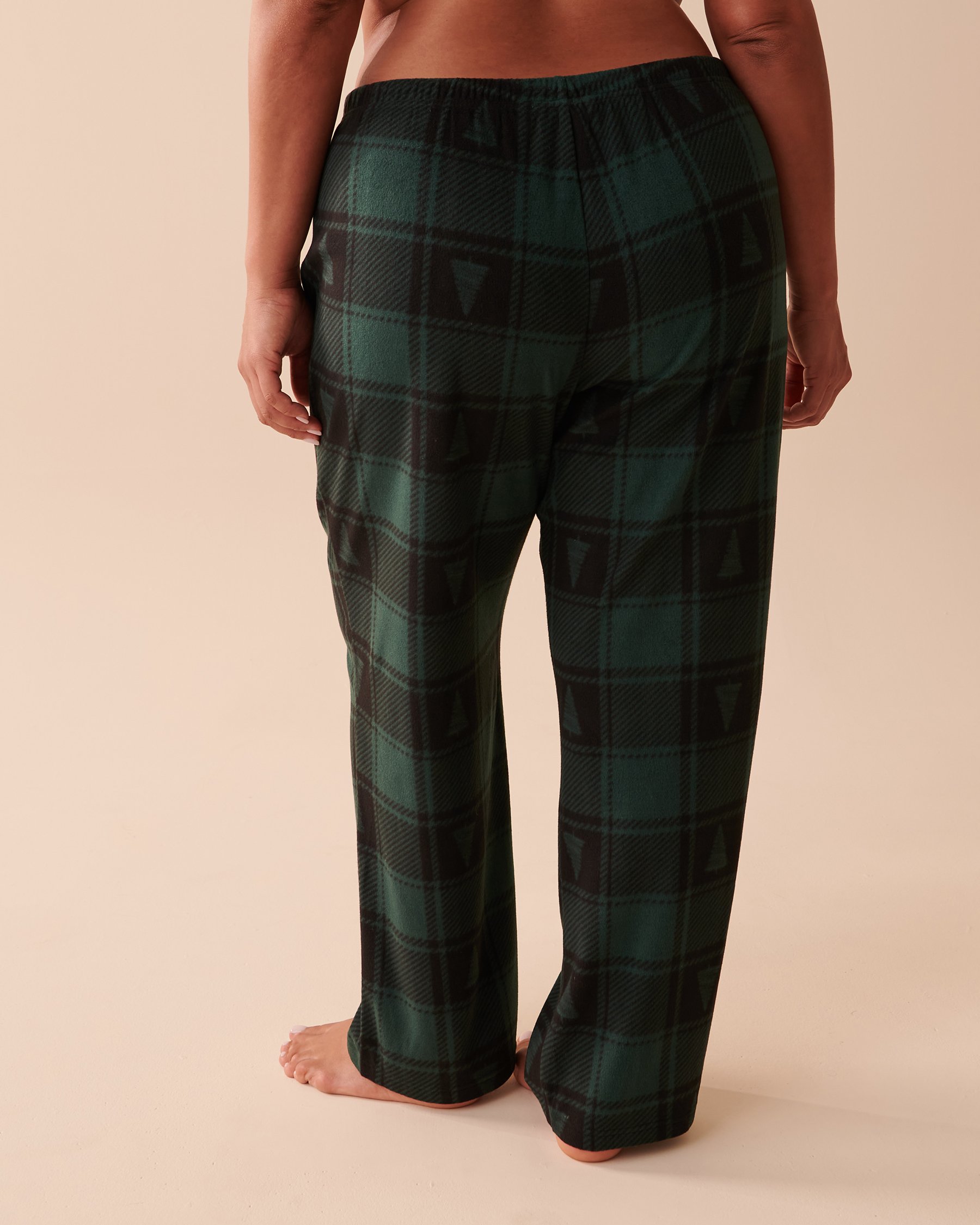 LA VIE EN ROSE Plaid Micropolar PJ Set Evergreen Plaid 40400054 - View2