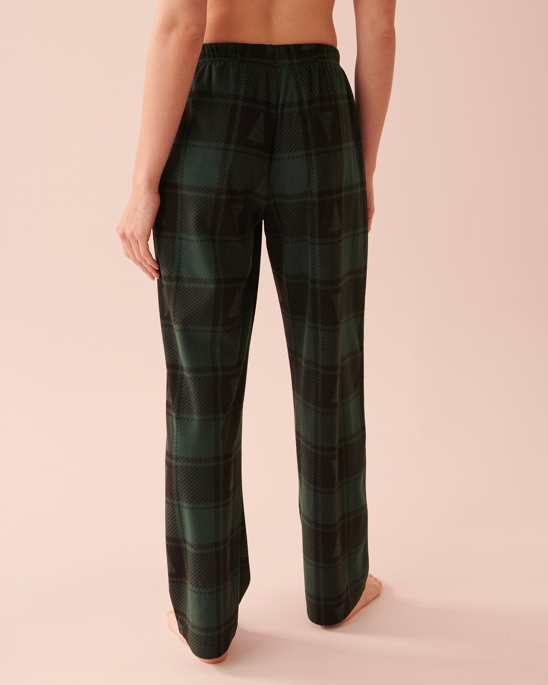 LA VIE EN ROSE Plaid Micropolar PJ Set Evergreen Plaid 40400054 - View6