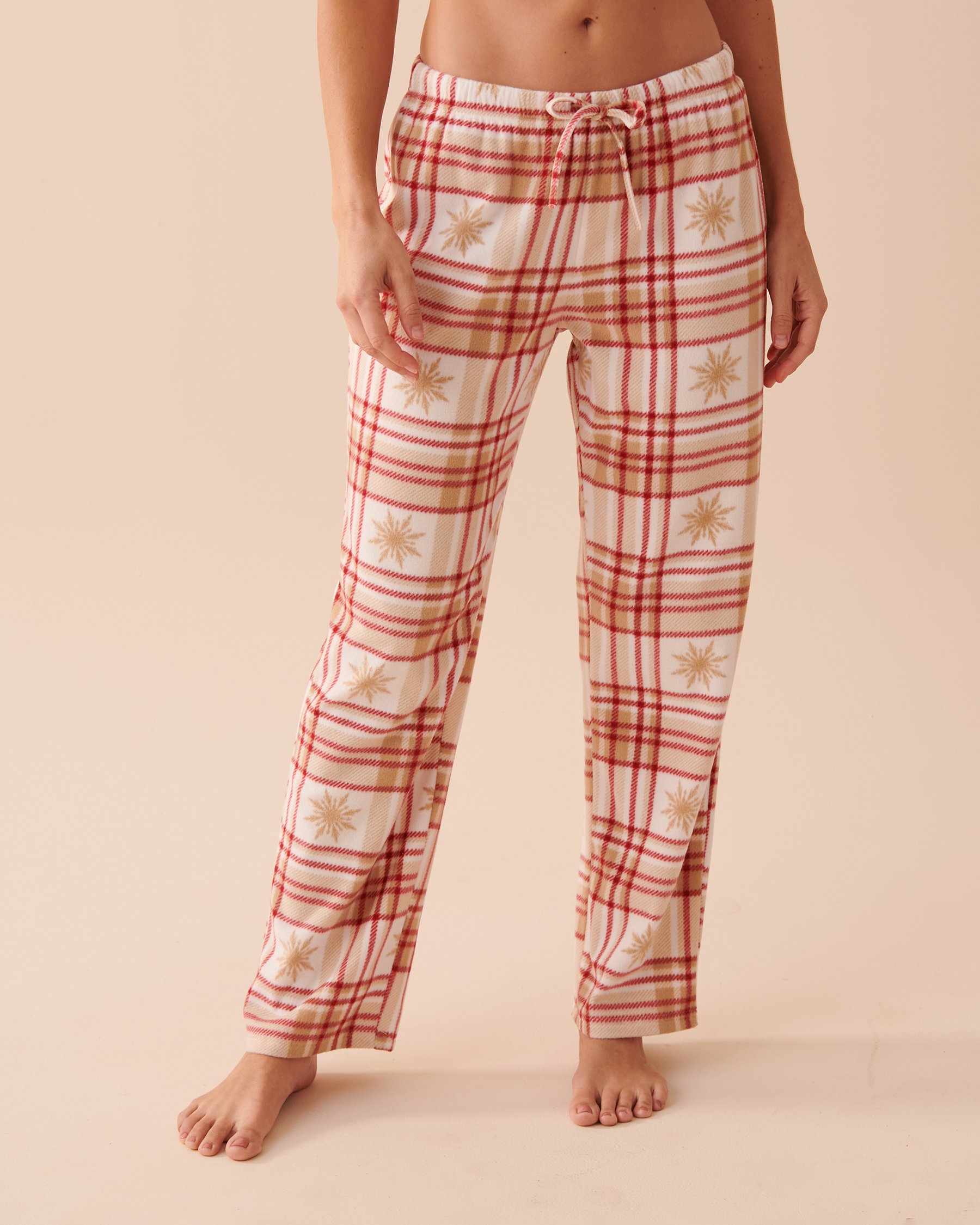 LA VIE EN ROSE Plaid Micropolar PJ Set Salted Caramel Plaid 40400054 - View4