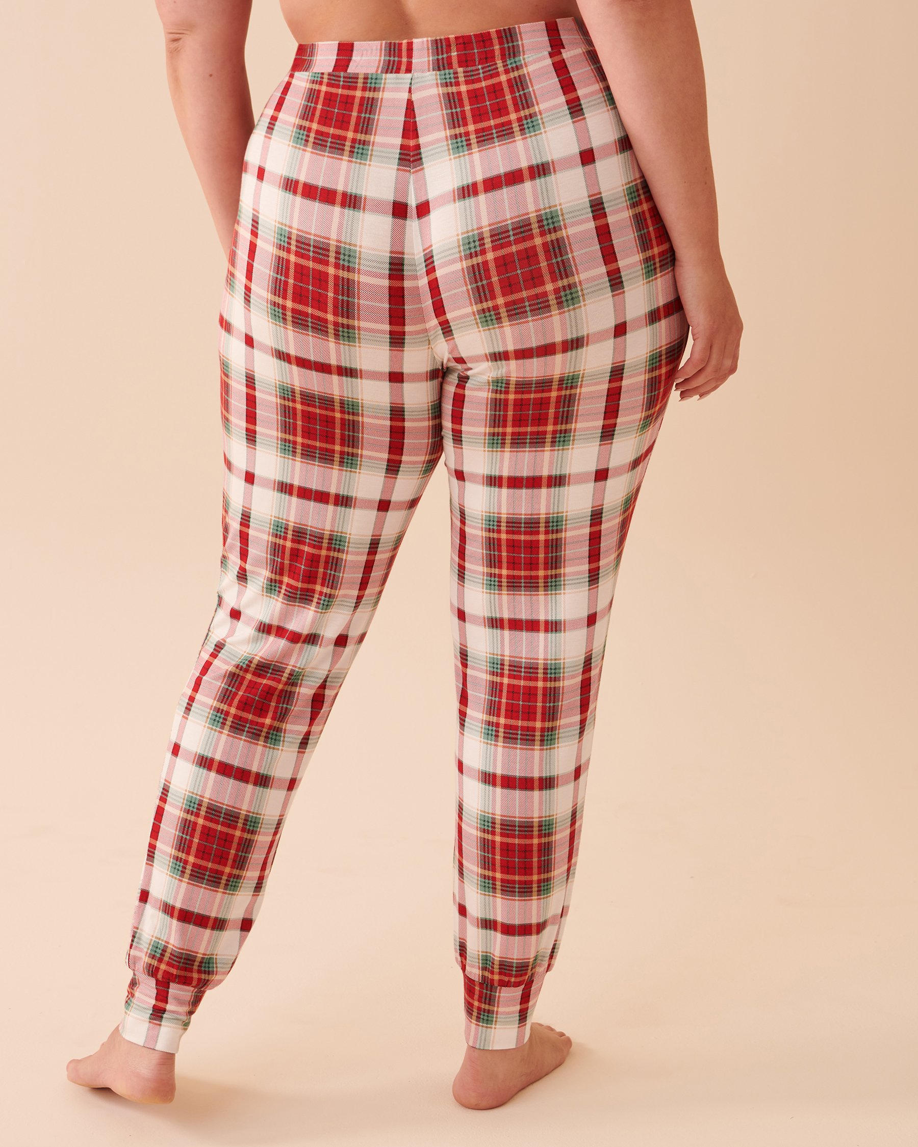 LA VIE EN ROSE Ensemble pyjama manches longues à carreaux Carreaux rouges et verts 40400058 - Voir5