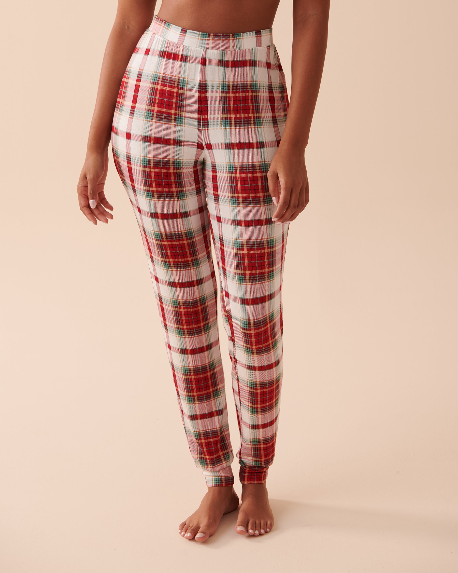 LA VIE EN ROSE Ensemble pyjama manches longues à carreaux Carreaux rouges et verts 40400058 - Voir9