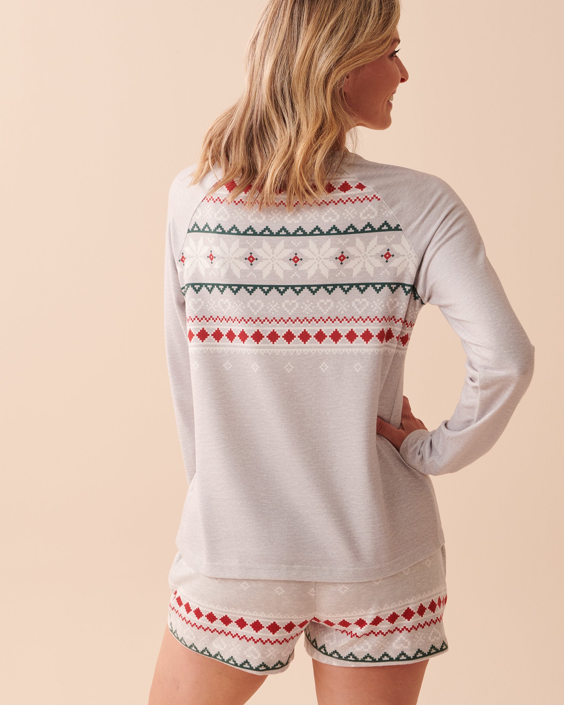 LA VIE EN ROSE Recycled Fibers Fair Isle Crew Neck Shirt Stardust 40100510 - View2