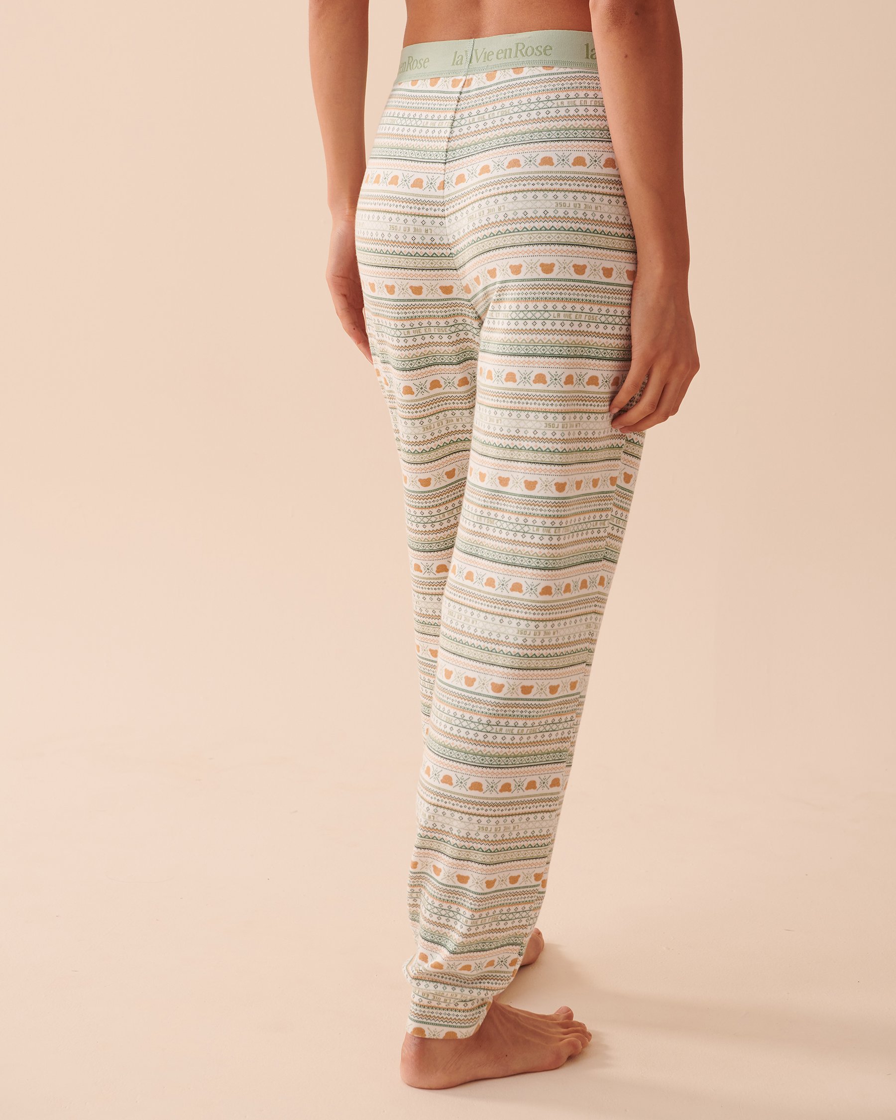 LA VIE EN ROSE Recycled Fibers Fair Isle Fitted Pajama Pants Bear Fair Isle 40200490 - View2