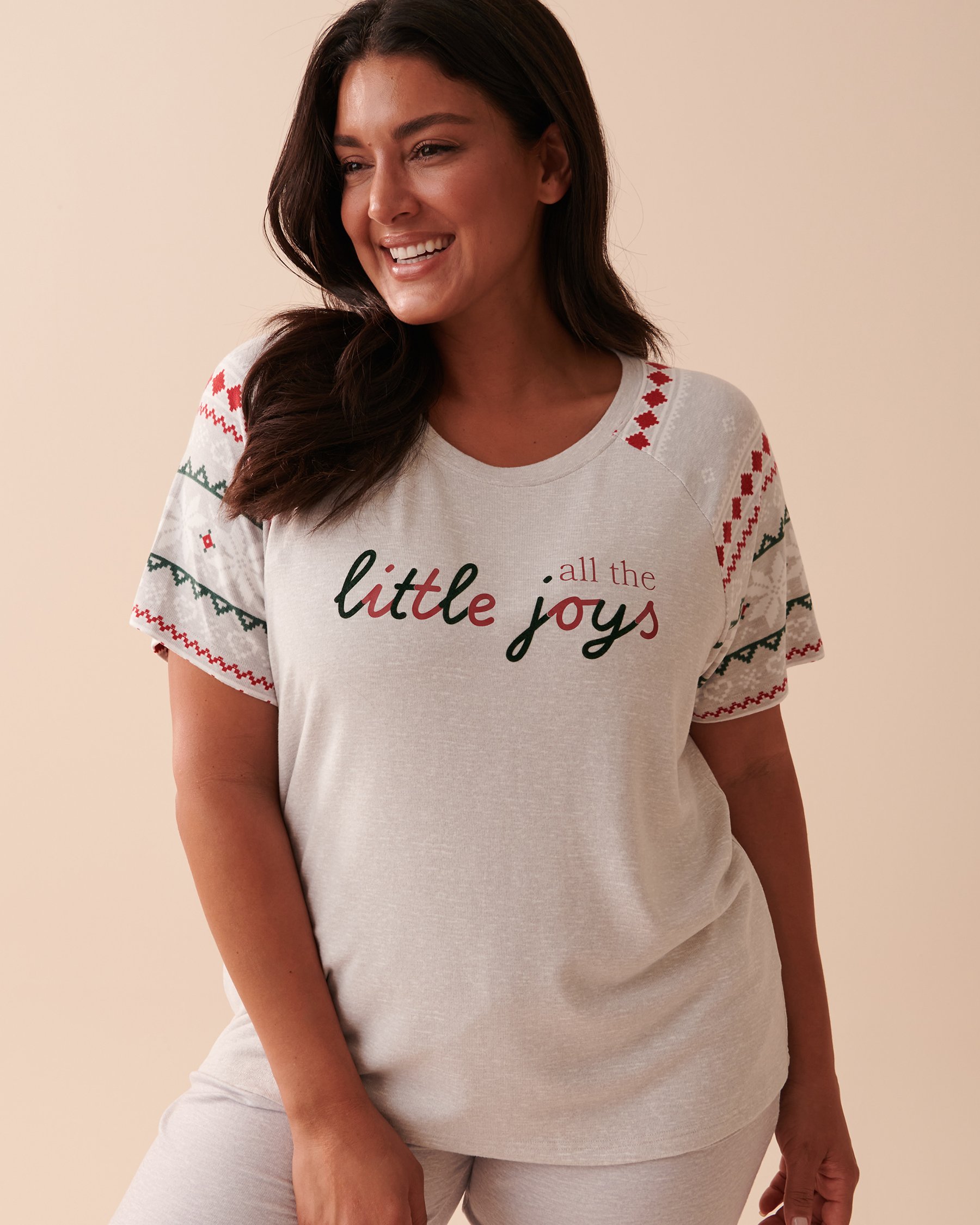 LA VIE EN ROSE Recycled Fibers Fear Isle Crew Neck T-shirt Stardust 40100496 - View1