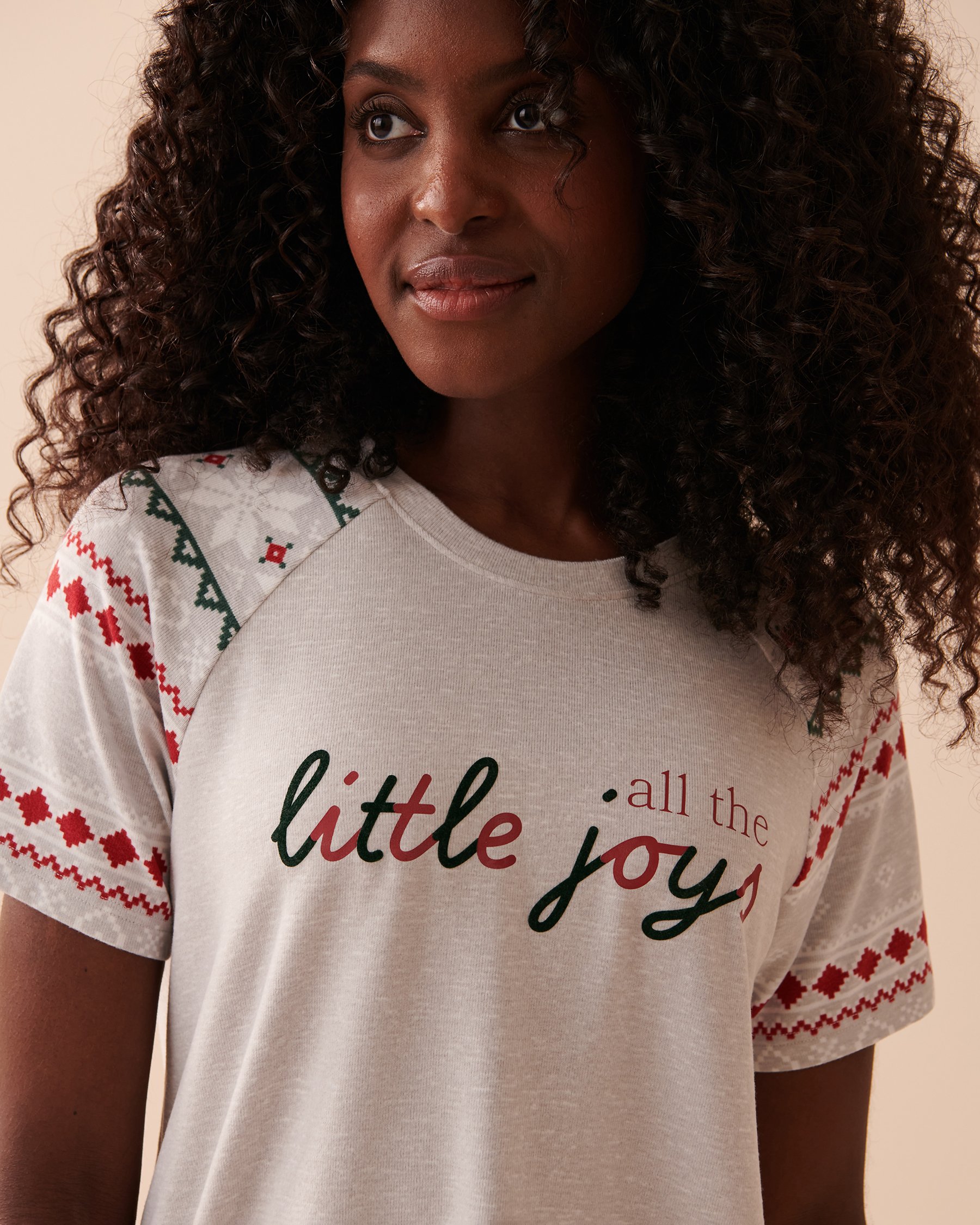 LA VIE EN ROSE Recycled Fibers Fear Isle Crew Neck T-shirt Stardust 40100496 - View6