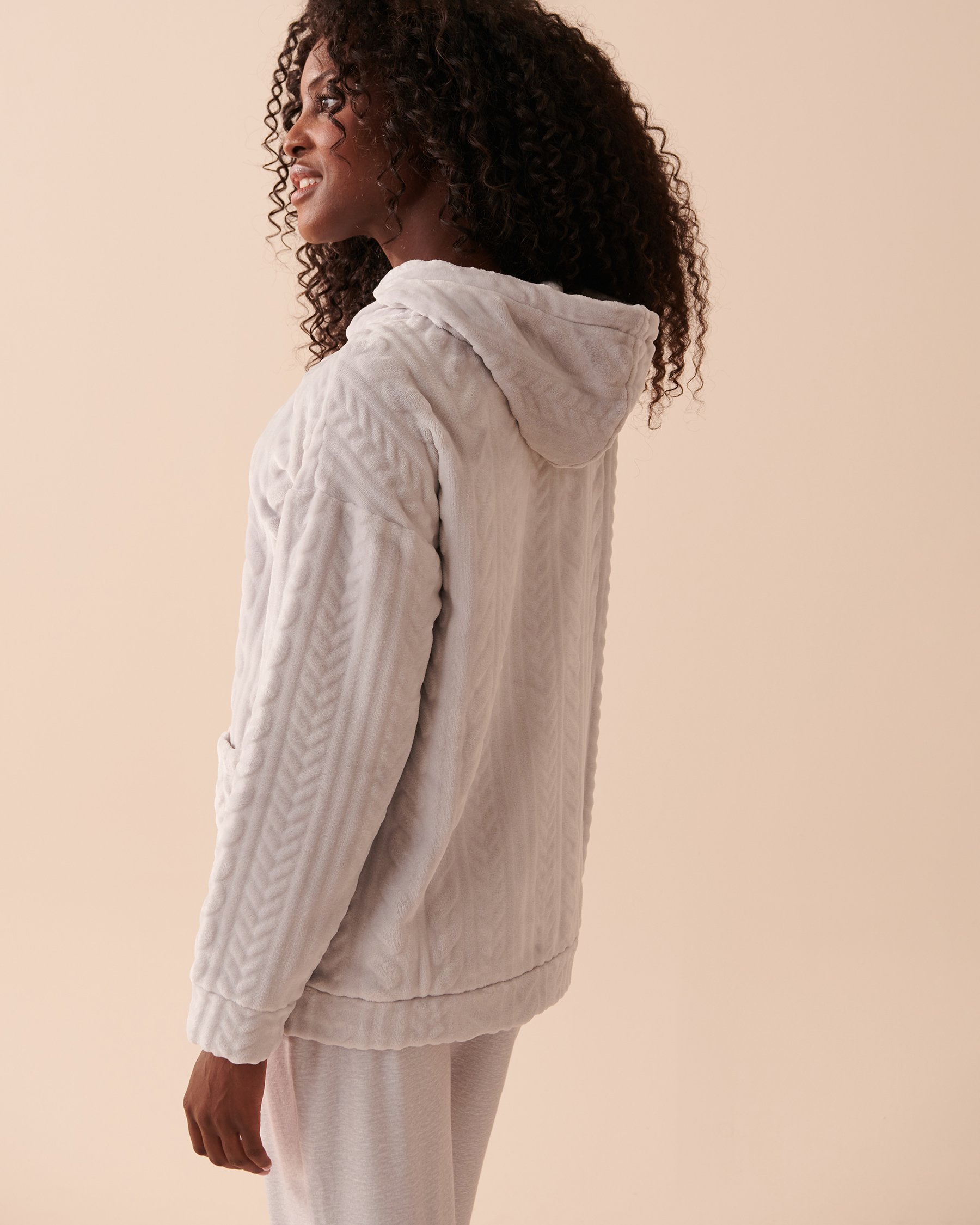 LA VIE EN ROSE Recycled Fibers Knit Effect Soft Hooded Cardigan Stardust 40600162 - View2