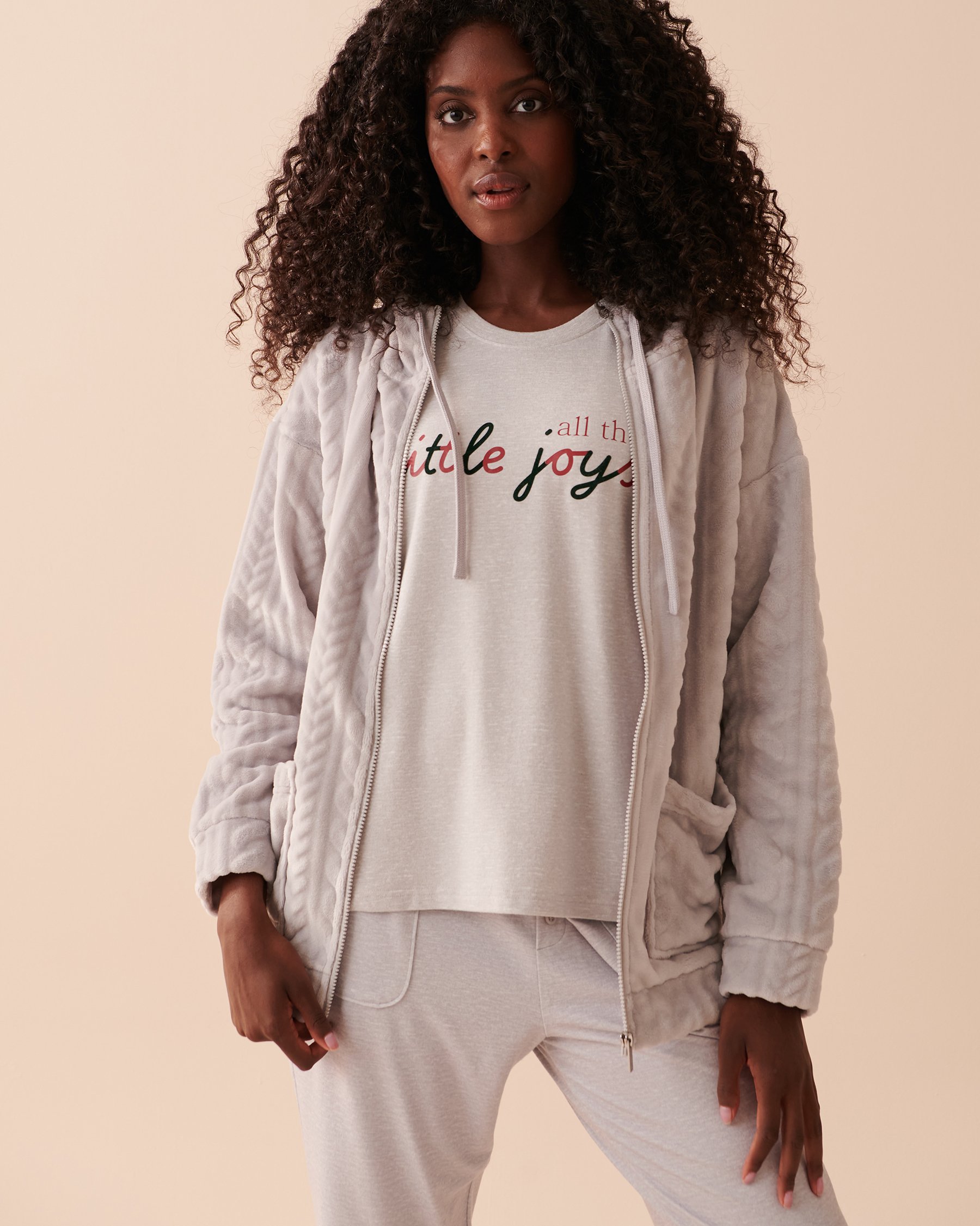 LA VIE EN ROSE Recycled Fibers Knit Effect Soft Hooded Cardigan Stardust 40600162 - View4